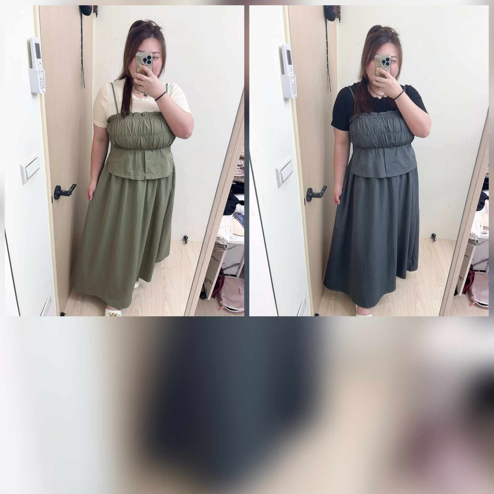 TW#8193 褶皱清新设计两件式连衣裙