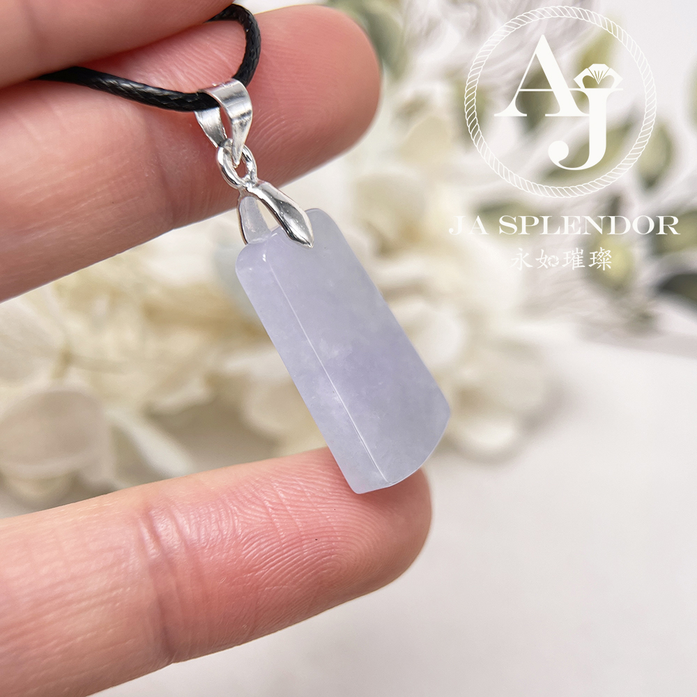 JN-1620 天然翡翠A玉 冰種紫藍色平安無事牌吊墜