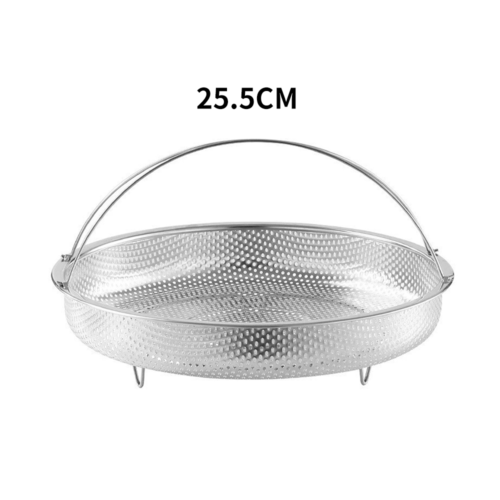 不鏽鋼手提蒸籠 廚房瀝水籃 雞蛋蒸架 洗菜籃 22.5cm［平行進口］ HK2753