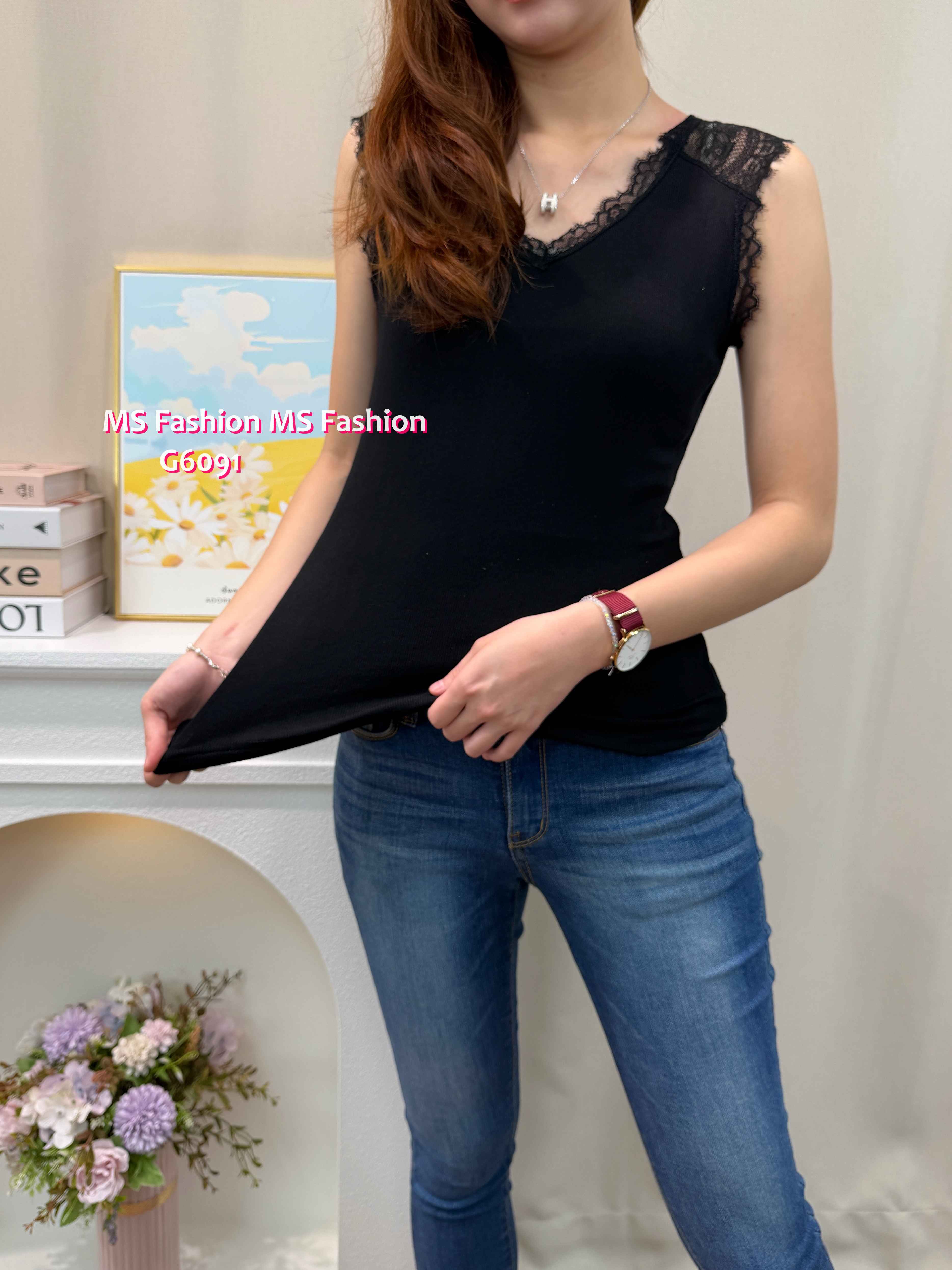 G6091 韓國🇰🇷V領lace背心