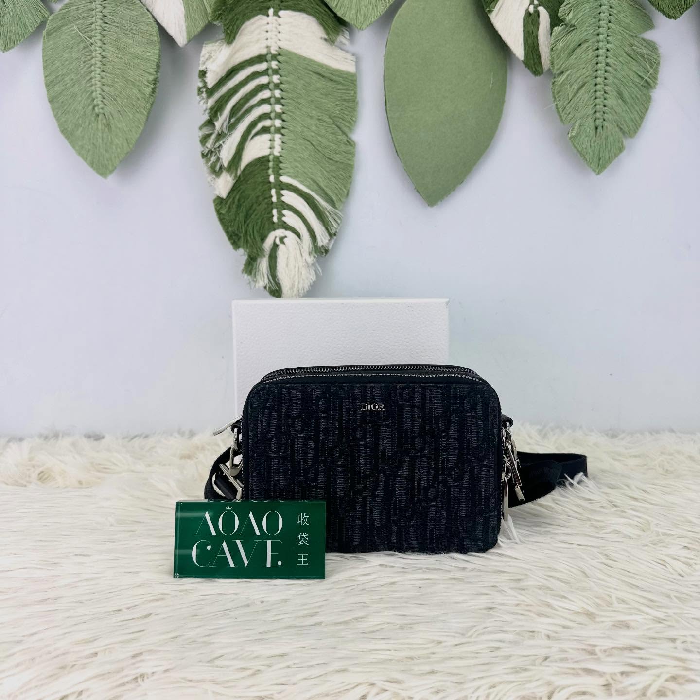 DIOR 🤍PRE OWNED Oblique Jacquard 黑色相機包 全套有單🖤