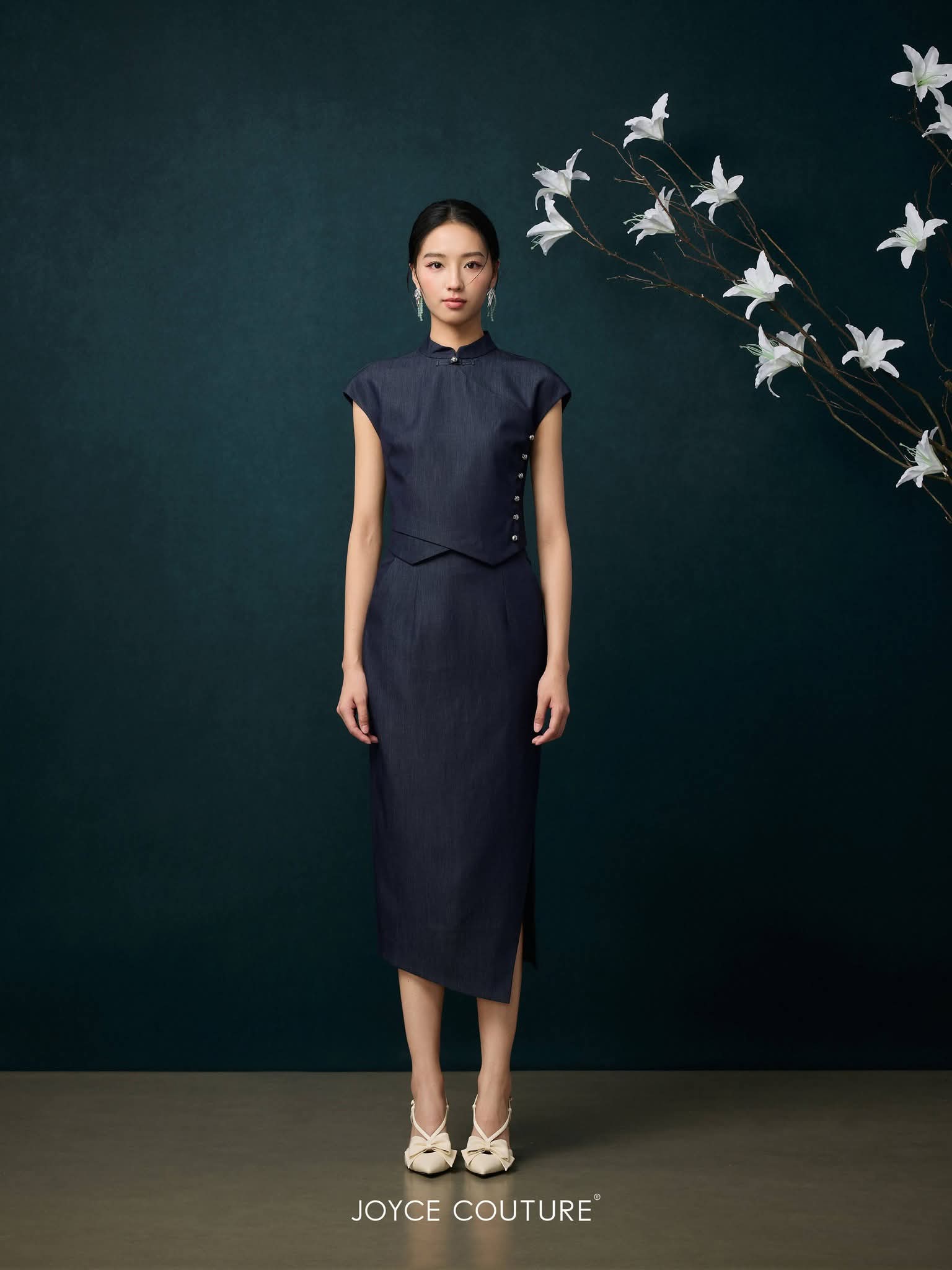 立领不对称下摆旗袍上衣 T0763