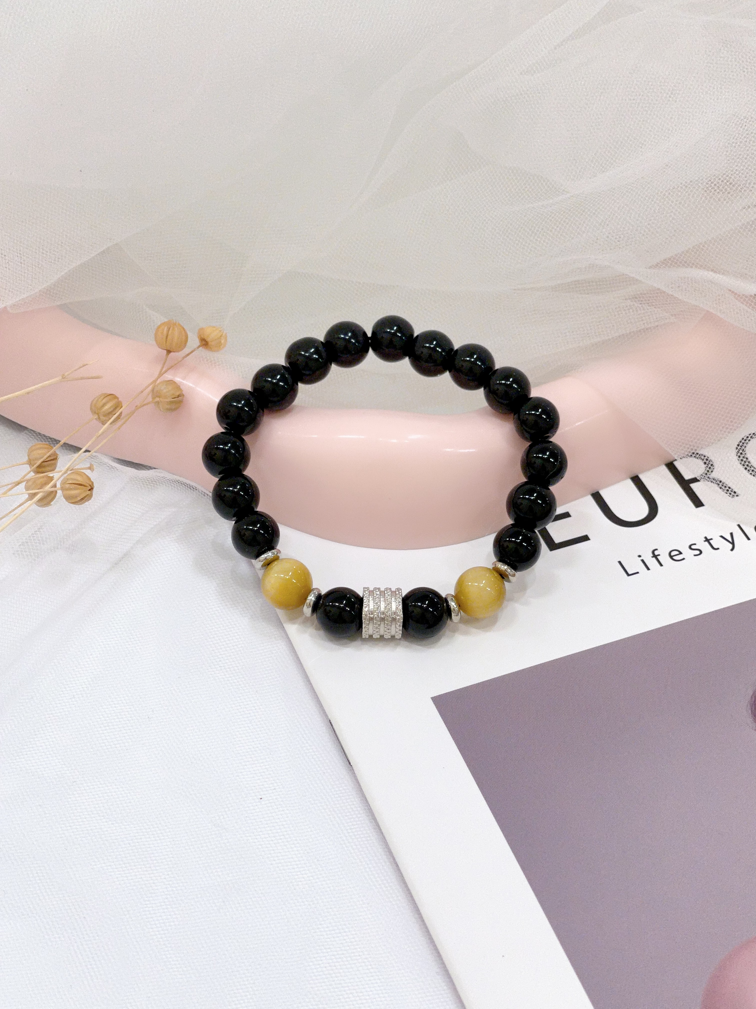 🐯 金虎眼 × 黑曜石手串 Golden Tiger Eye & Obsidian | 10mm