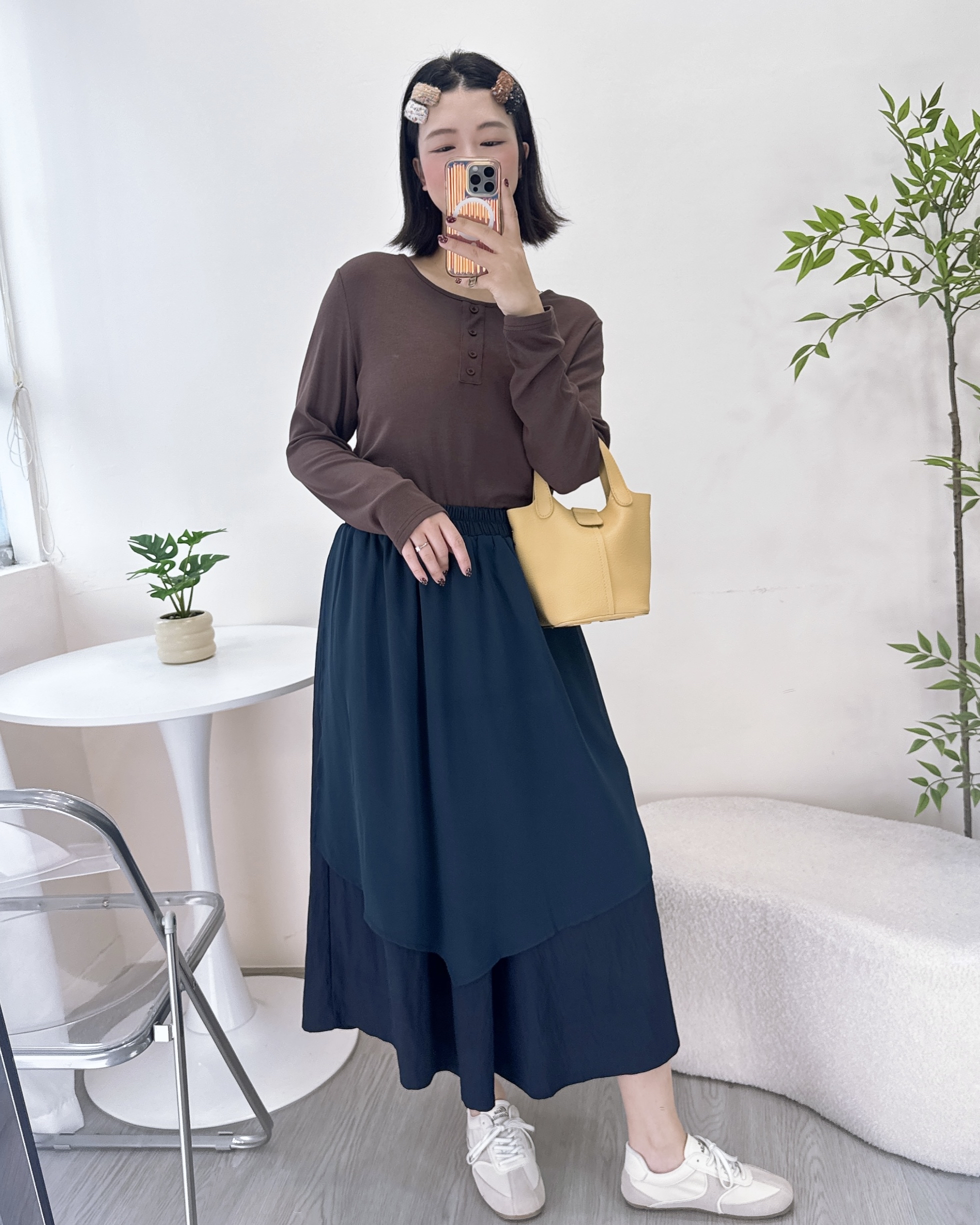 舒服薄身拼雪紡裙褲 3色