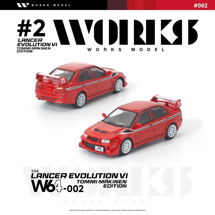 (預訂 Pre Order) Works Model ( W640002 ) MITSUBISHI LANCER EVOLUTION VI TOMMI MAKINEN RED