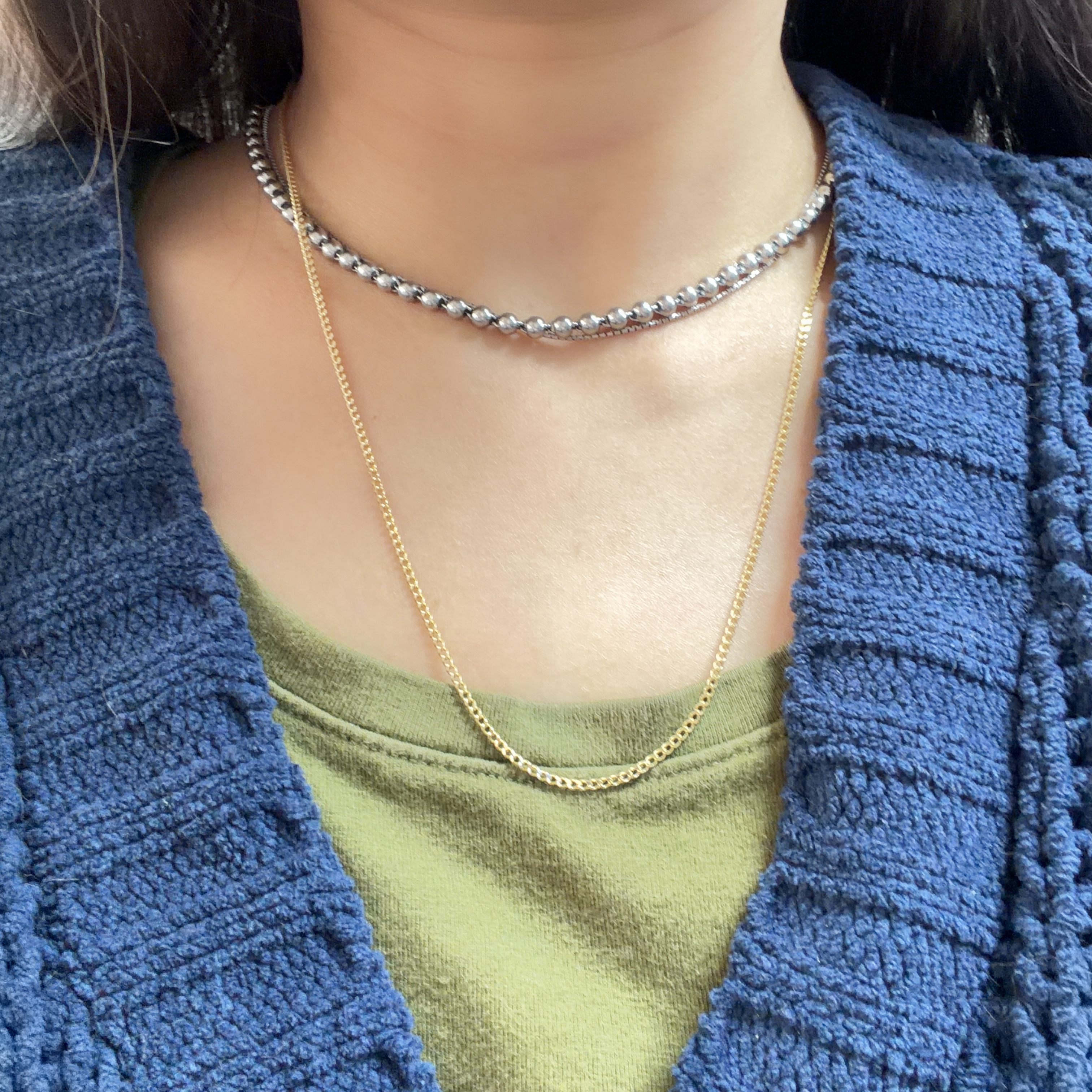 （AU750）18K黃金古巴項鏈（50cm）