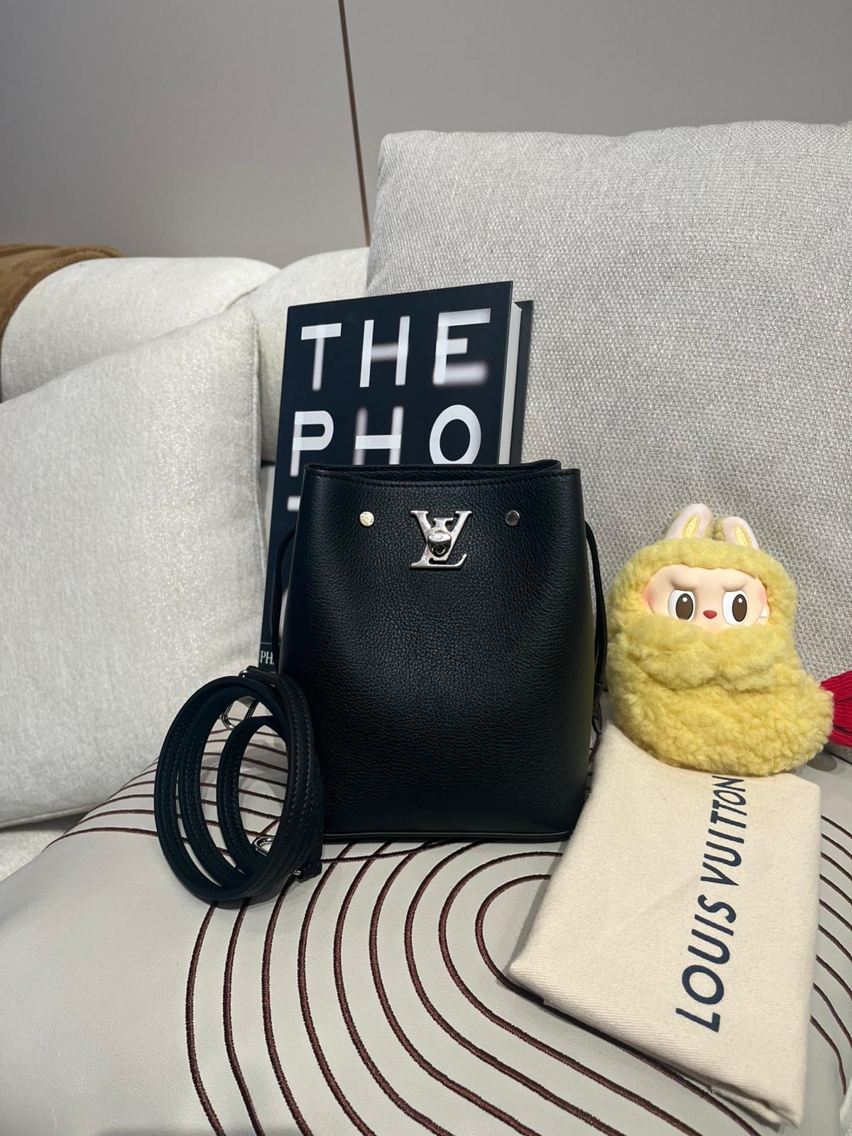 LV Nano Lockme Bucket Calfskin 100%Authentic, 98%New ✅NFC✅Dust bag