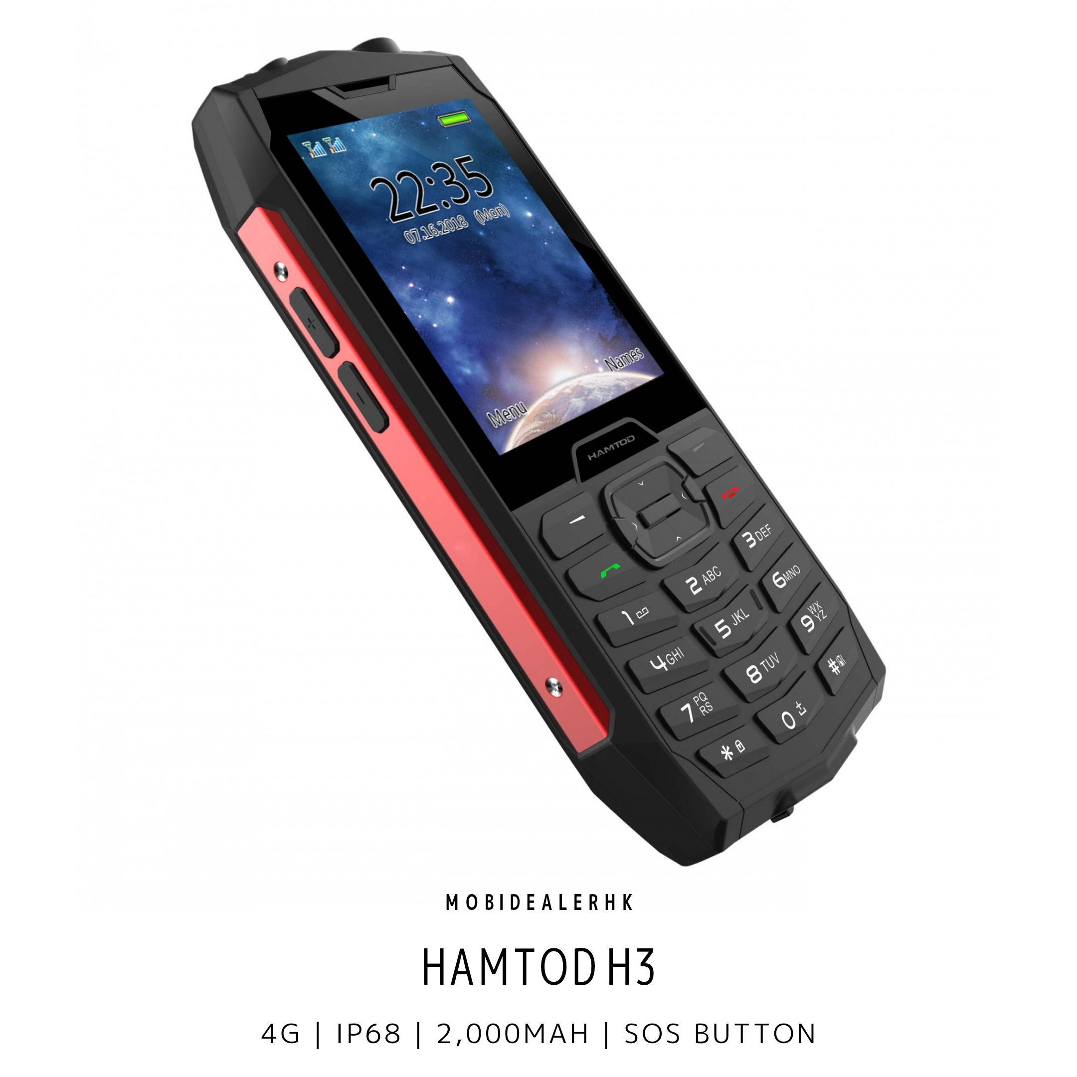 Hamtod H3 | 4G | 功能手機 | 三防老人機 | IP68 | SOS一鍵求救 | 2000mAh大電量