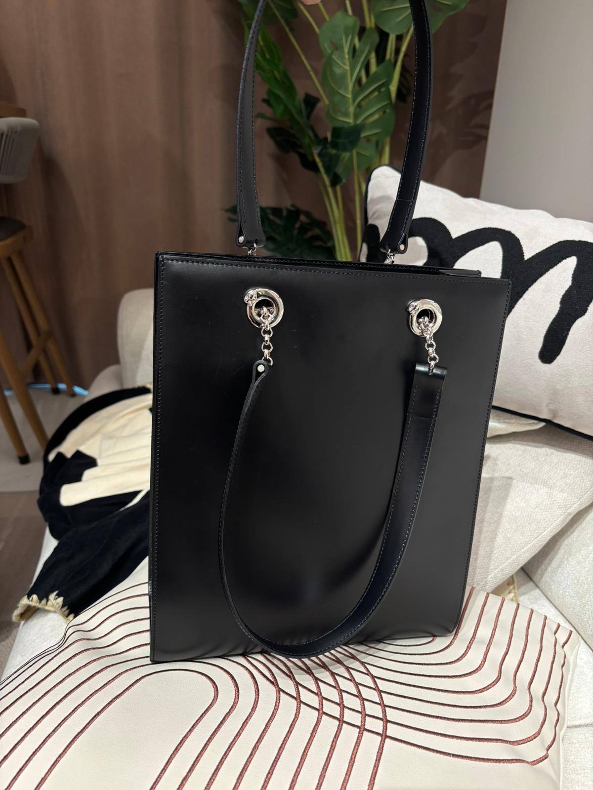 Cartier Shoulder Bag Black calfskin tote 100%Authentic, 95%New 