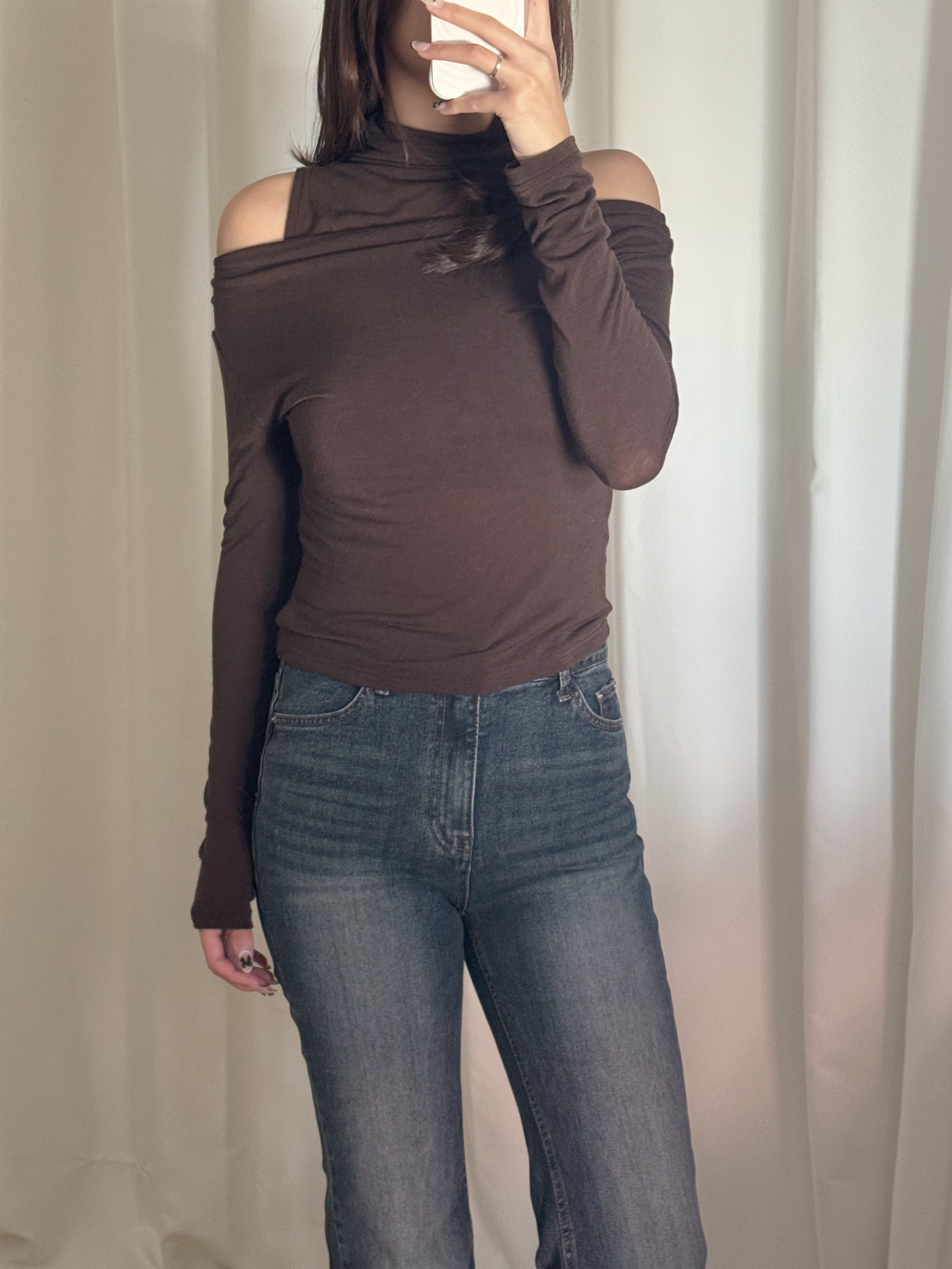 韓系高領露膊長袖上衣(三色入)