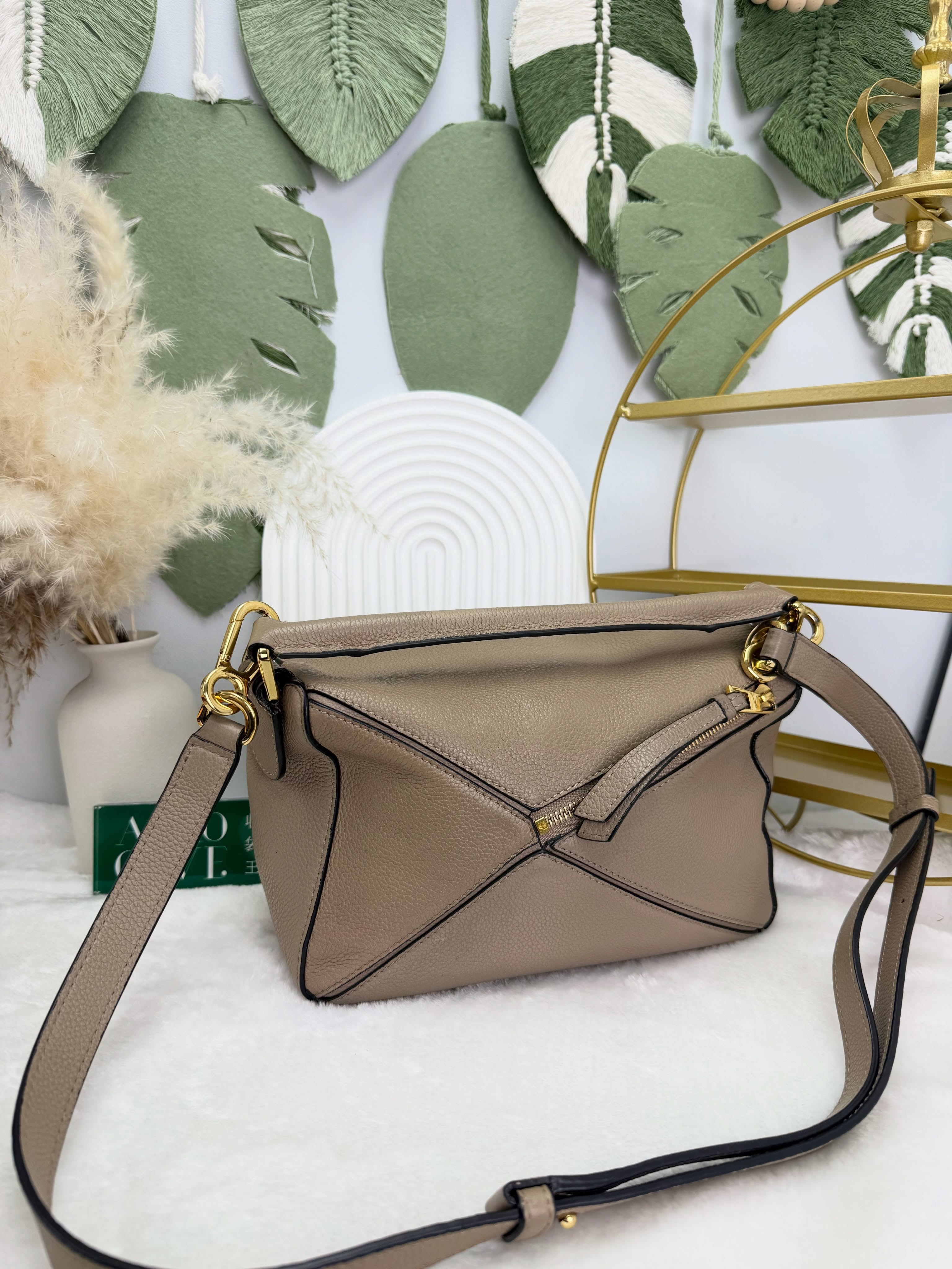 Loewe✨PRE OWNED 💥Small Puzzle沙金色 手提單肩斜肩包🤎