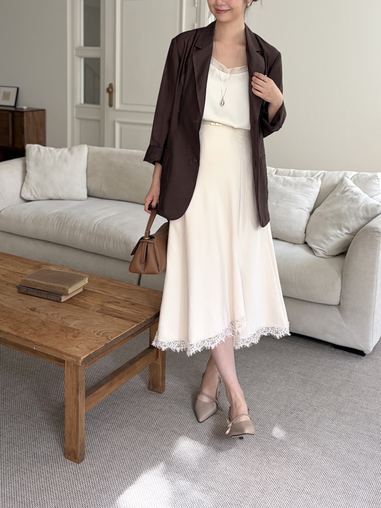 Lacie Asymmetric Skirt (Ivory)