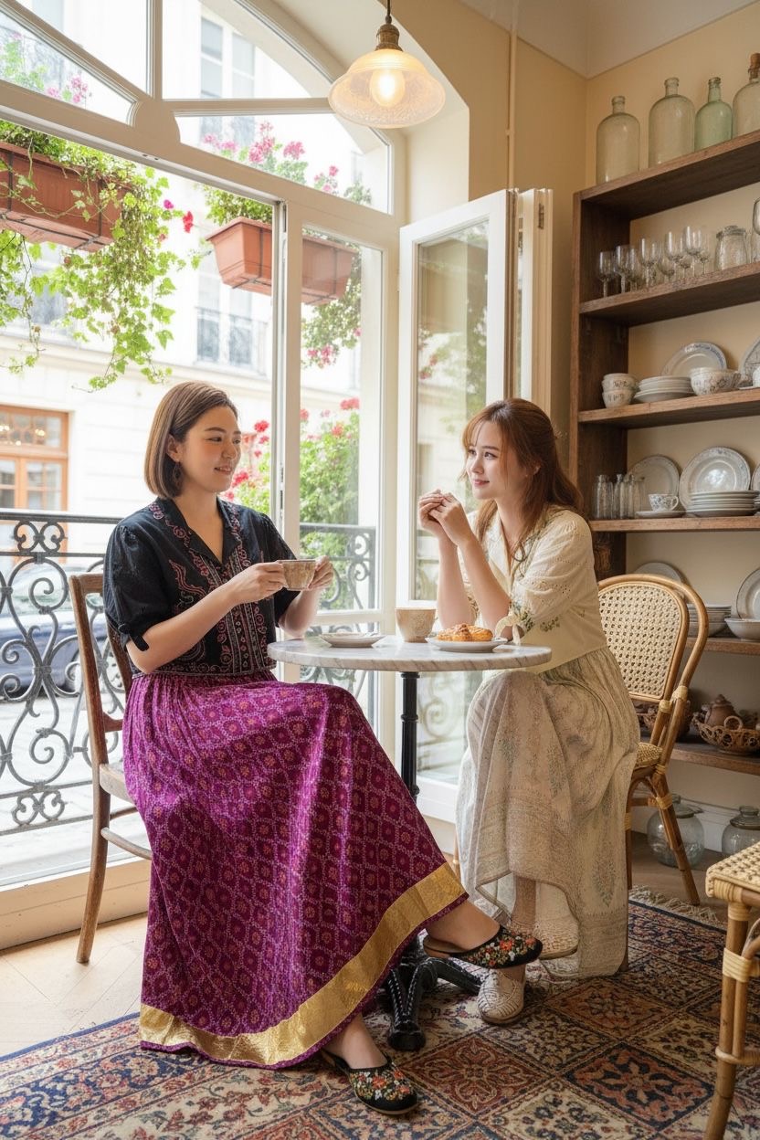 Purple x Red with Golden Edge Skirt 39" #1144