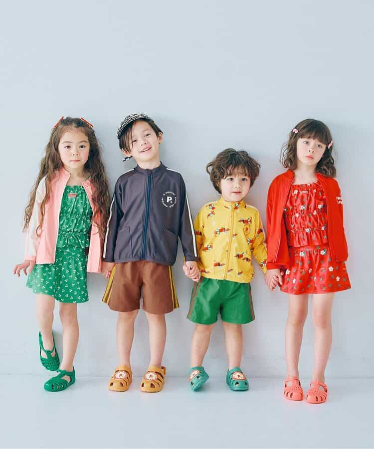 🇯🇵預訂 日本直送🇯🇵p.premier四色標籤圖案印花褶皺上衣和裙擺分體泳衣