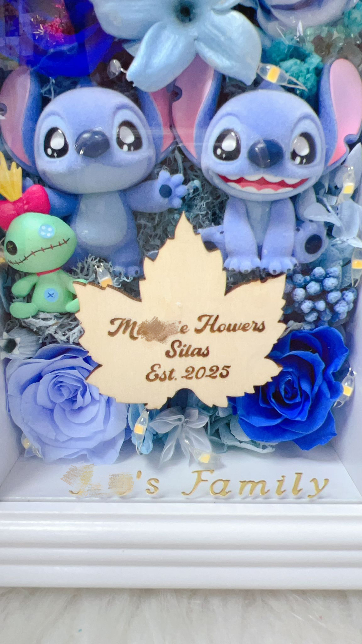 史迪仔仔藍玫瑰永生花4R相架