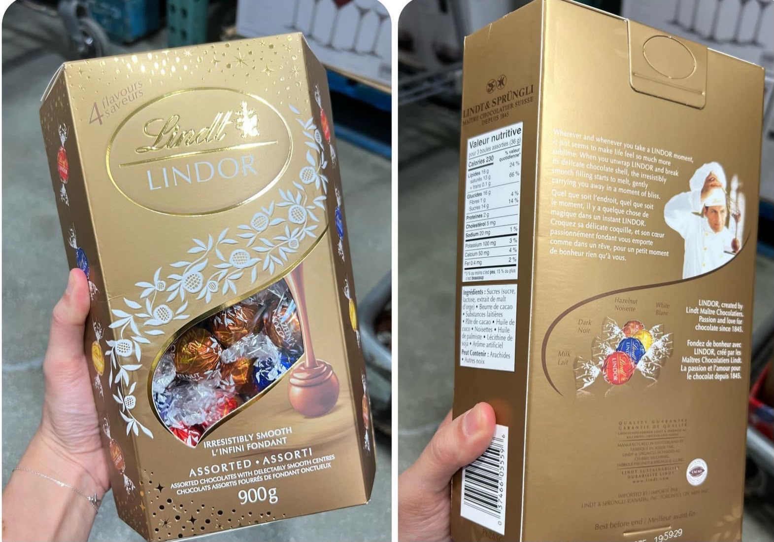 Lindt 瑞士蓮 LINDOR 經典4色綜合軟心巧克力大禮盒 - 900g金裝版