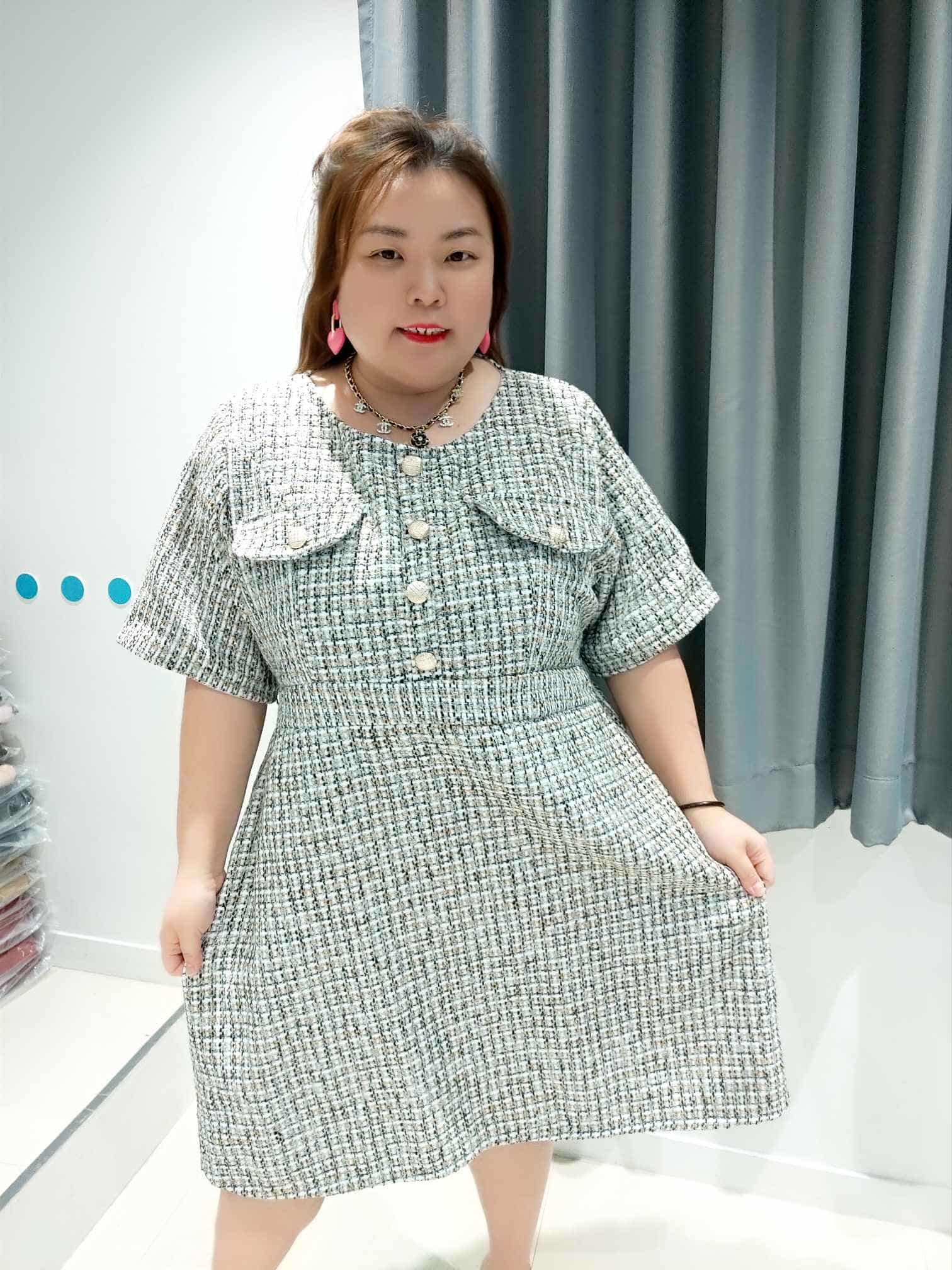 DOD01 假口袋小香风连衣裙