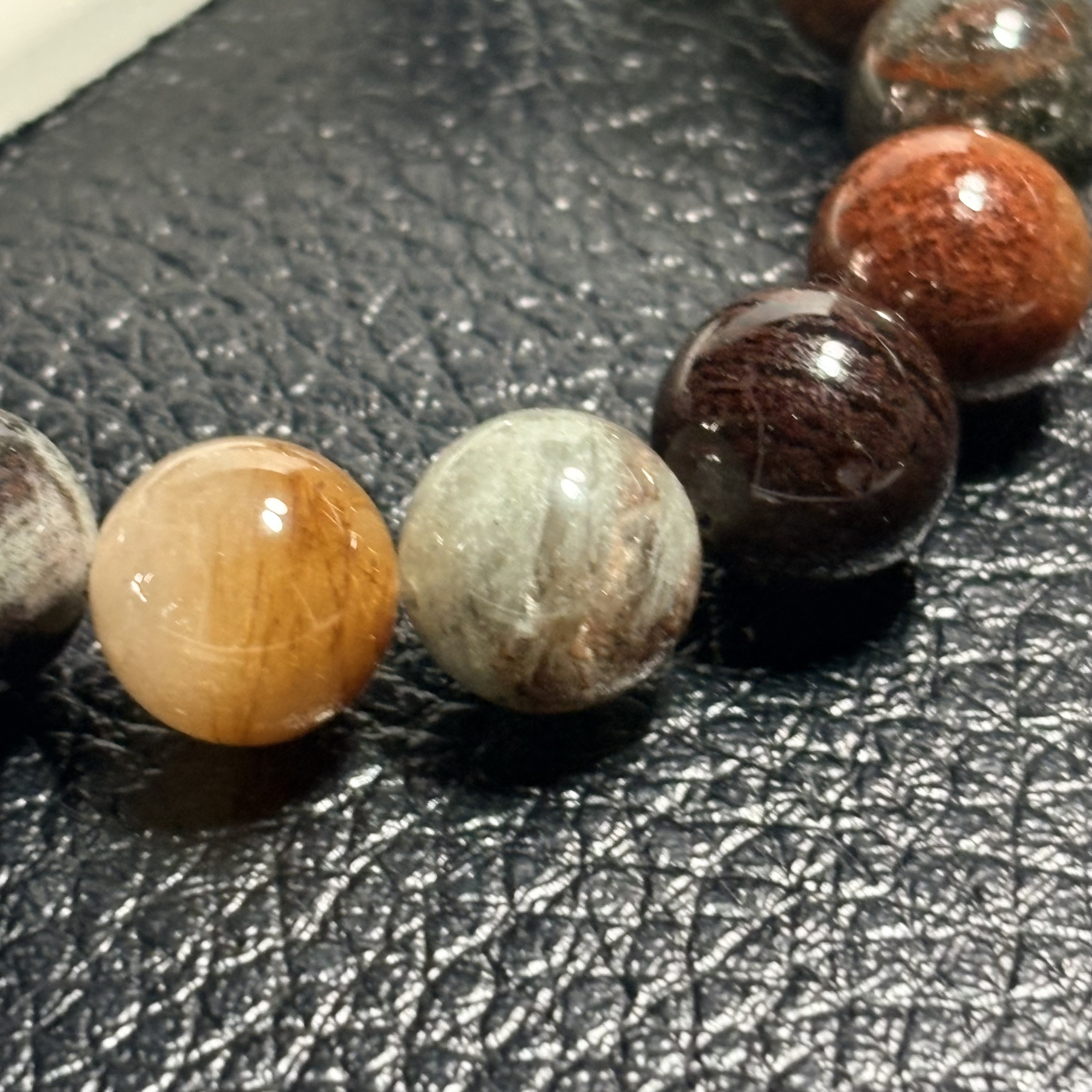 四季幽靈（彩幽靈）水晶手串 Flower Phantom Quartz No.4574丨13 mm珠17cm手圍