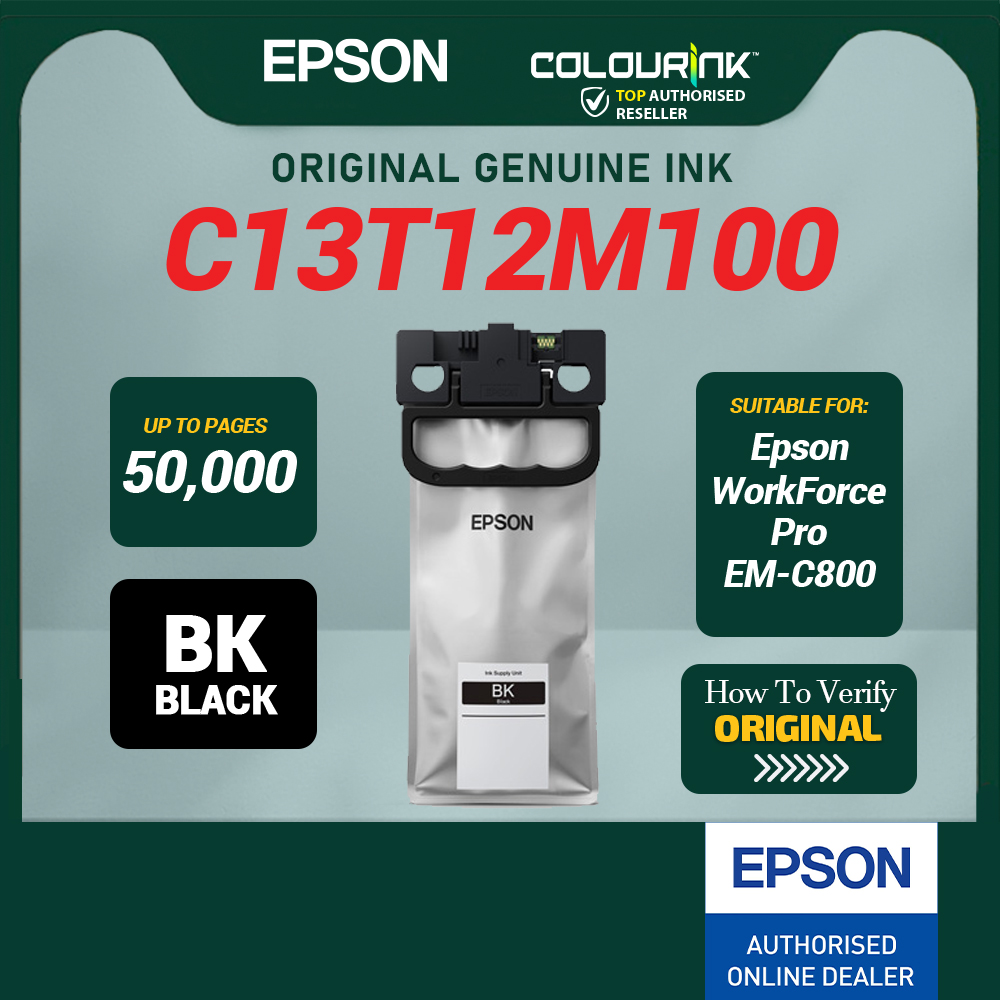 EPSON C13T12M100 C13T12M200 C13T12M300 C13T12M400 Original High Cap Ink Catridge EM-C800