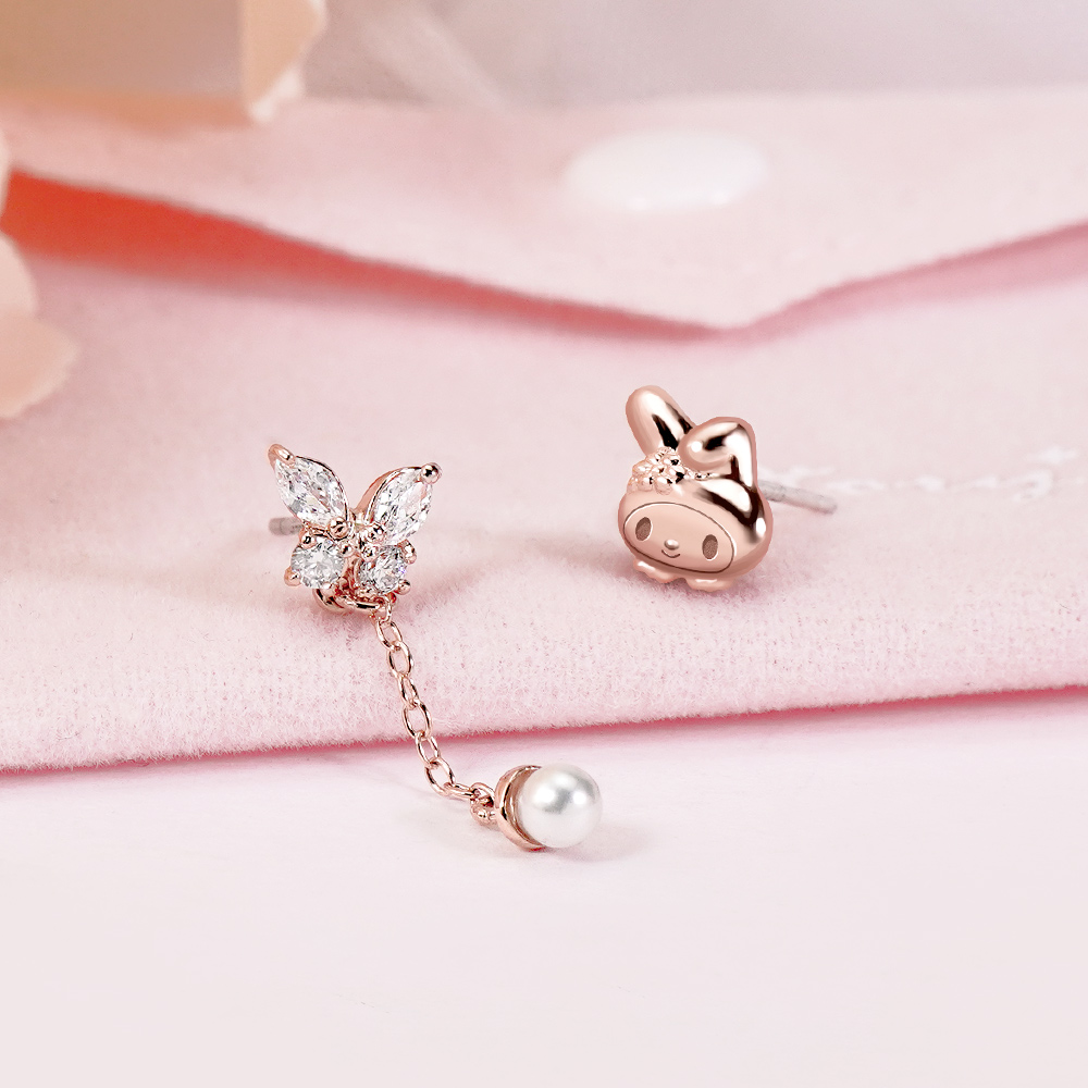 📦訂購 台灣限定 三麗鷗SanrioＸSTORY 故事銀飾 My Melody 童話仙子系列 美樂蒂蝴蝶晶鑽純銀耳環