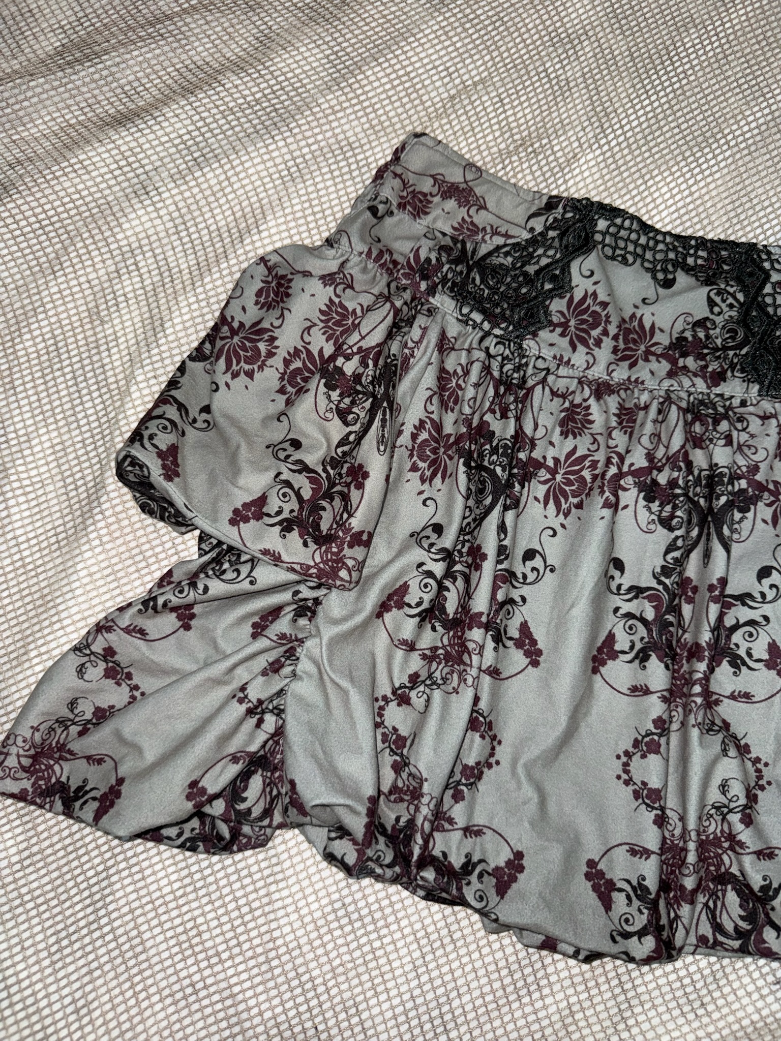 Dark Fairycore Grunge Flared Mini Skirt