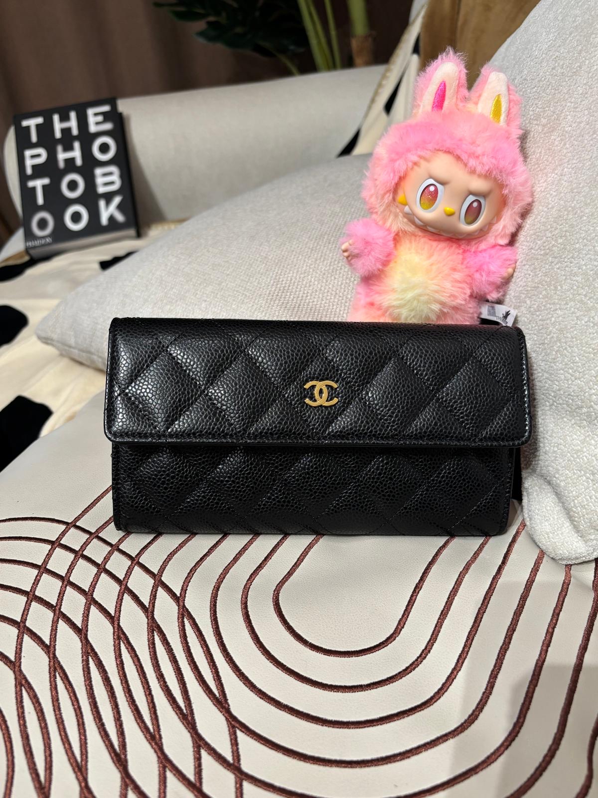 未使用品 Chanel classic long wallet 黑色荔枝牛皮 ,100%Authentic,unused ✅card✅box