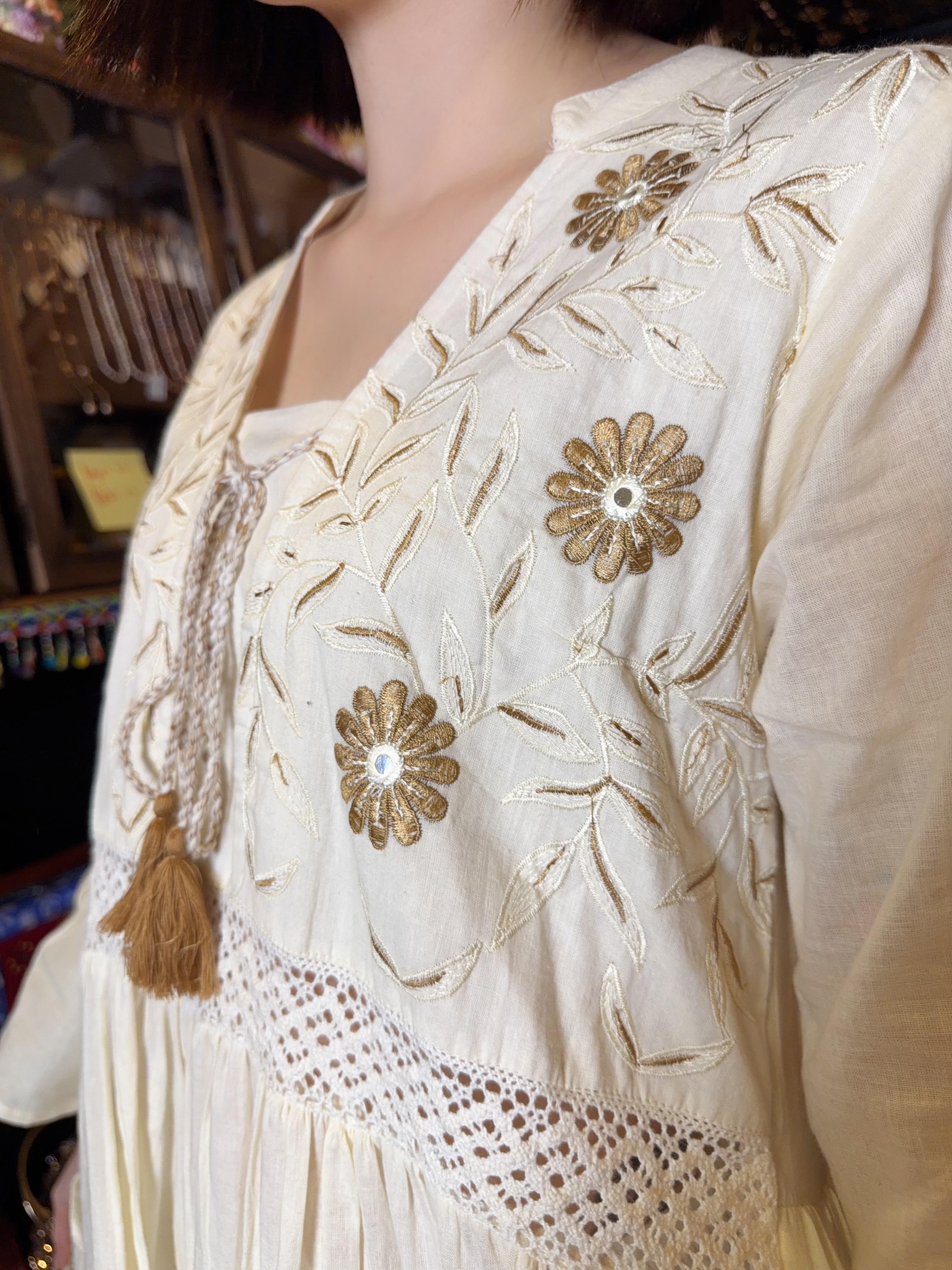 Beige Floral 3-Layer Short Version OP 35" #1088