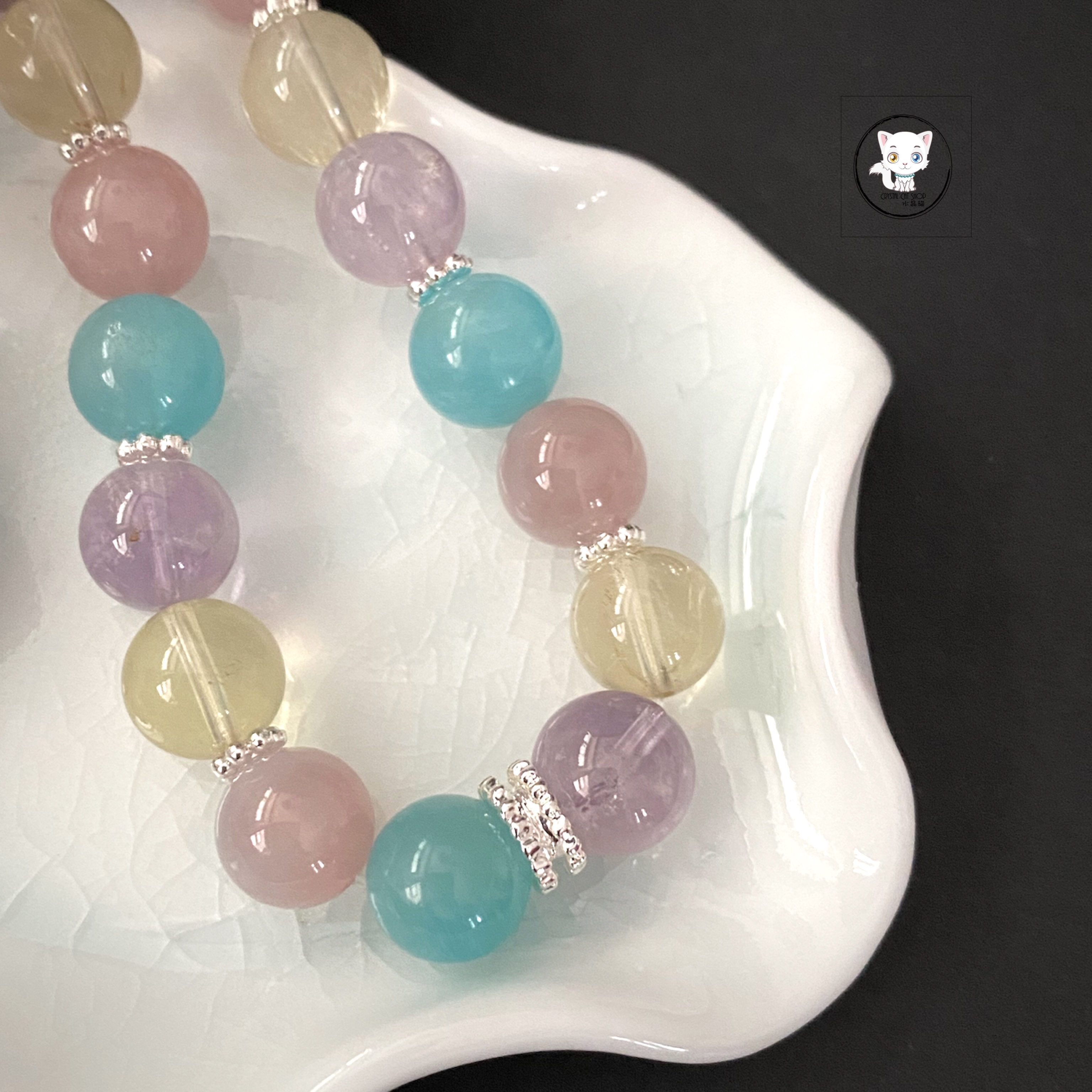 天河石紫晶馬粉多寶手鏈 10mm