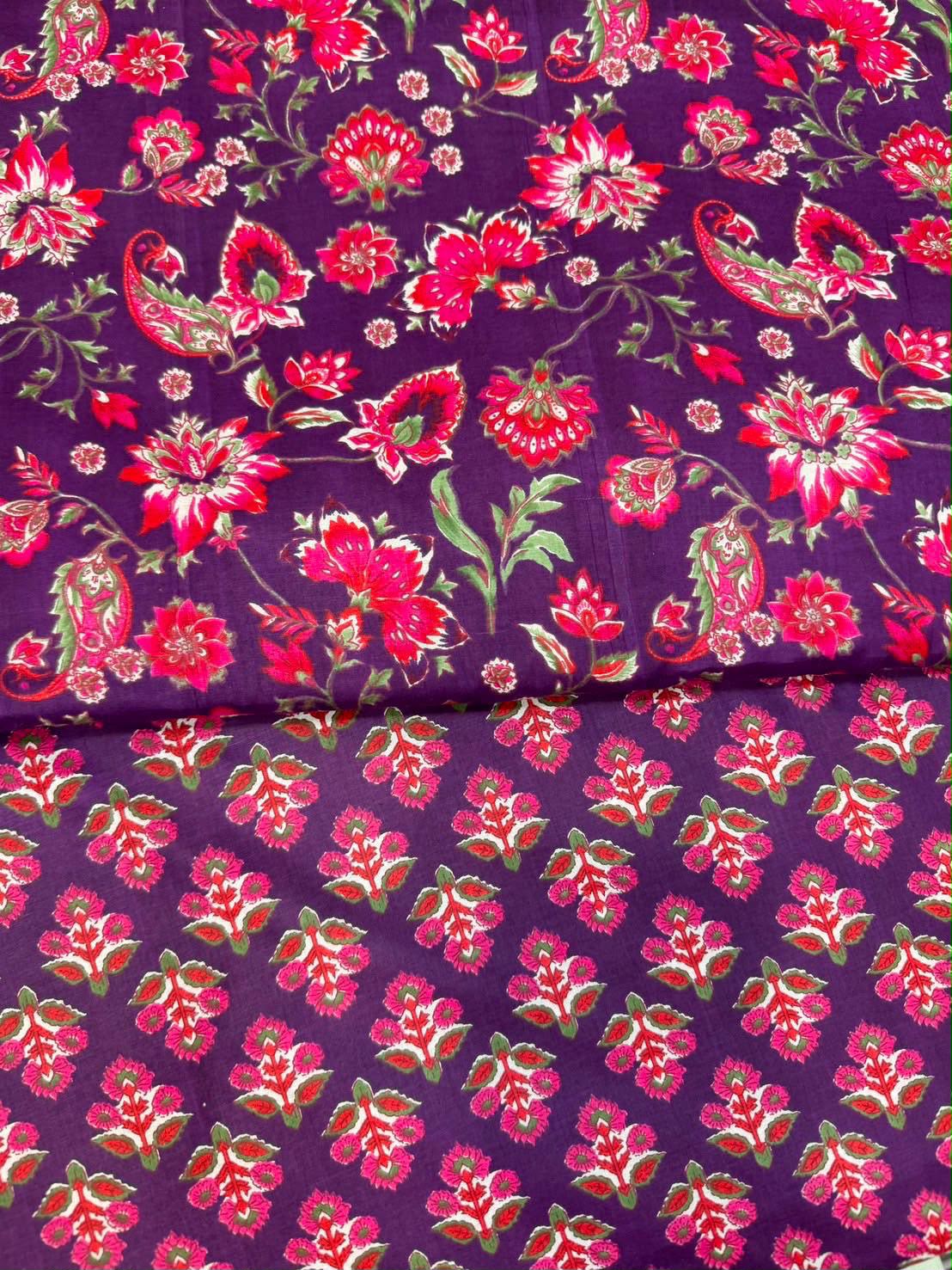 SSD003 Purple Flower Patch Work 3-Layer Skirt 37"