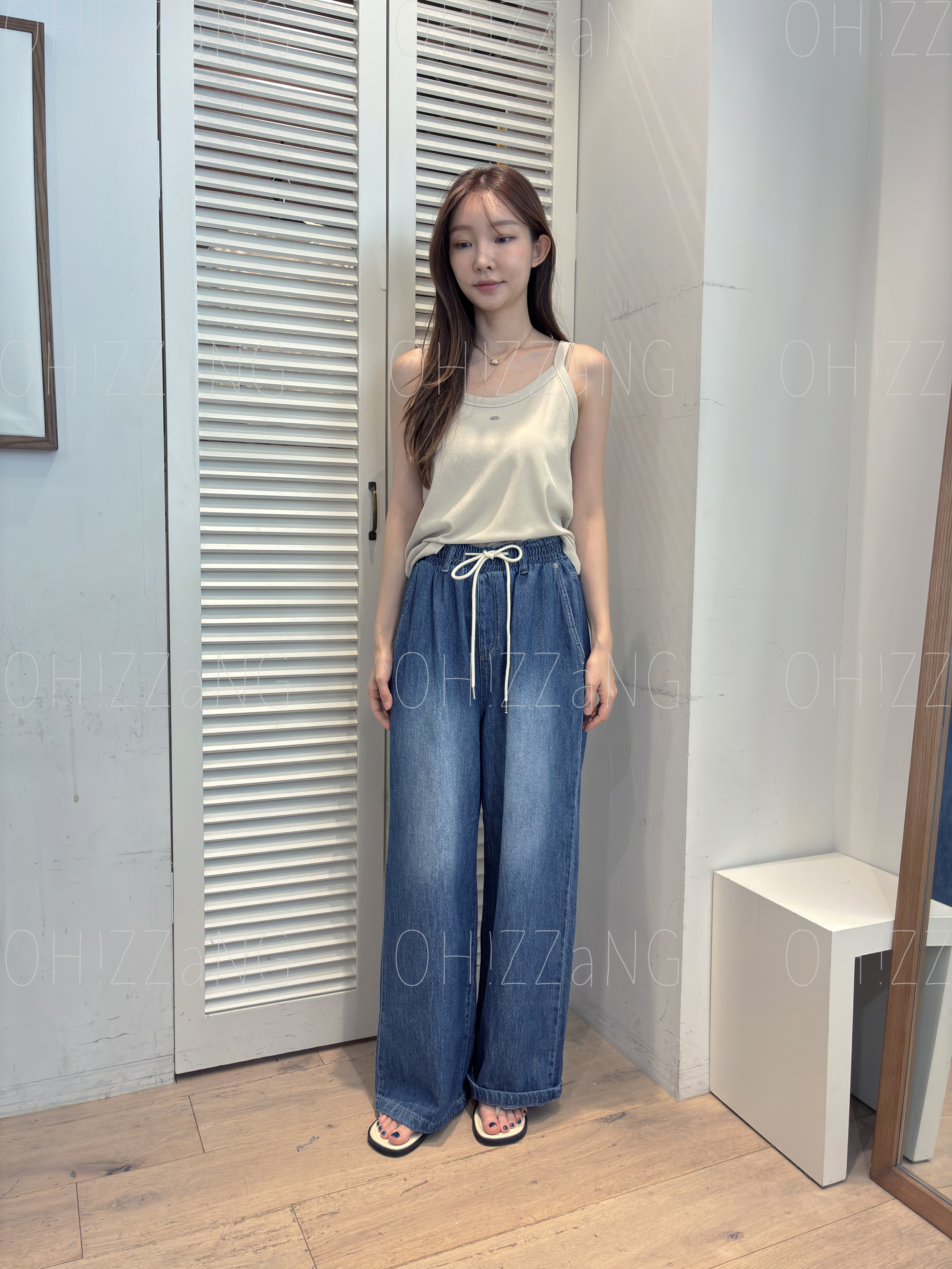 FV09_04 全橡筋牛仔闊褲  **喜歡寬鬆可選大一 碼**