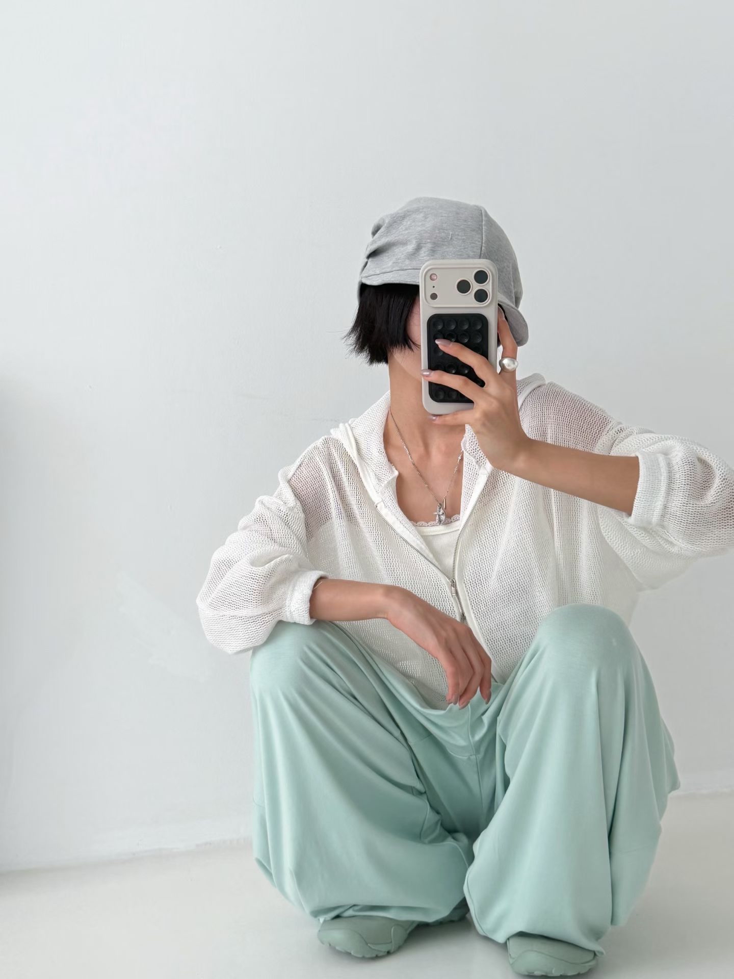 🇰🇷韓國女裝 | Mesh Hoodie zip up outer