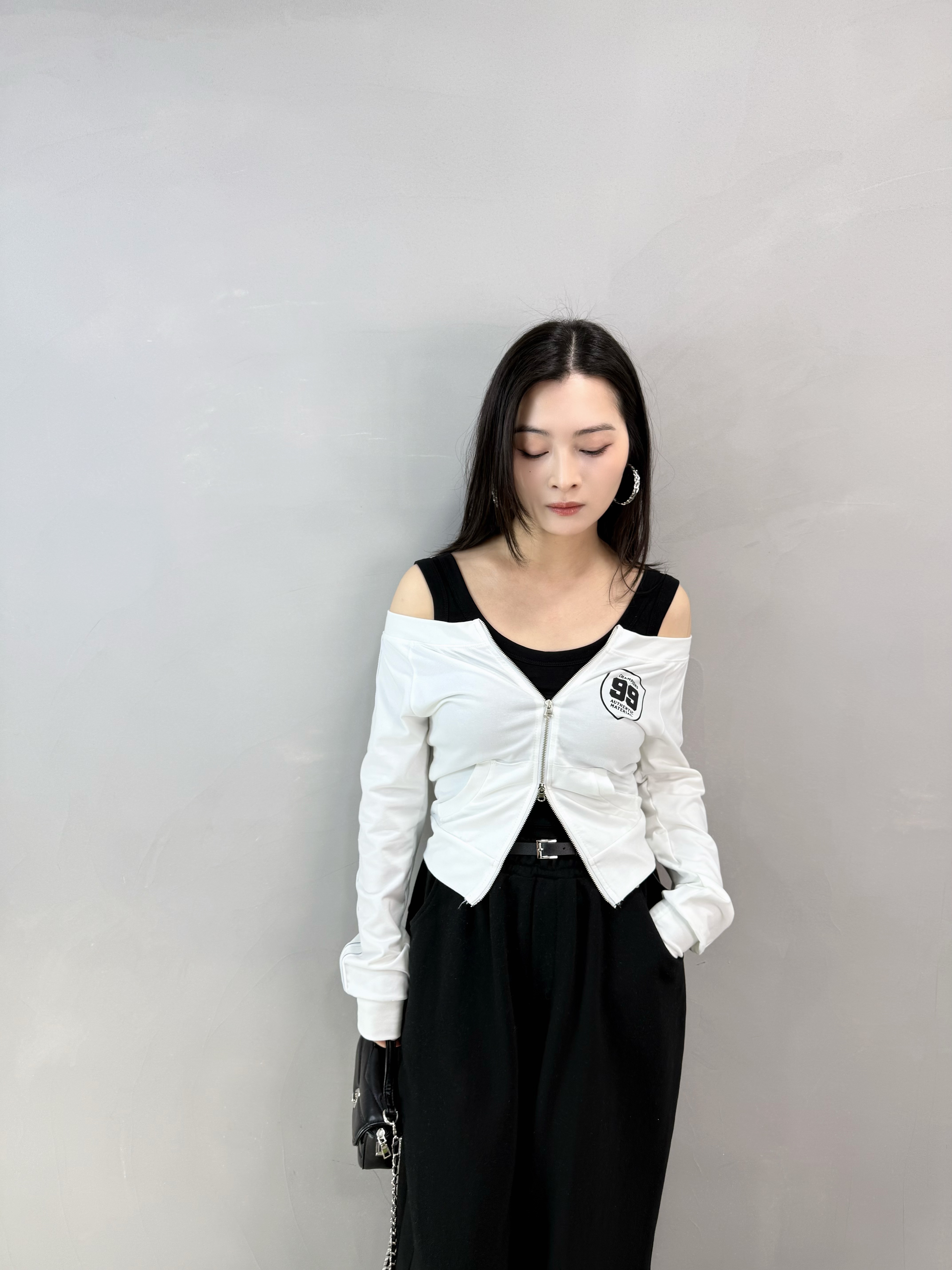 I72 數字印章雙拉鏈Top