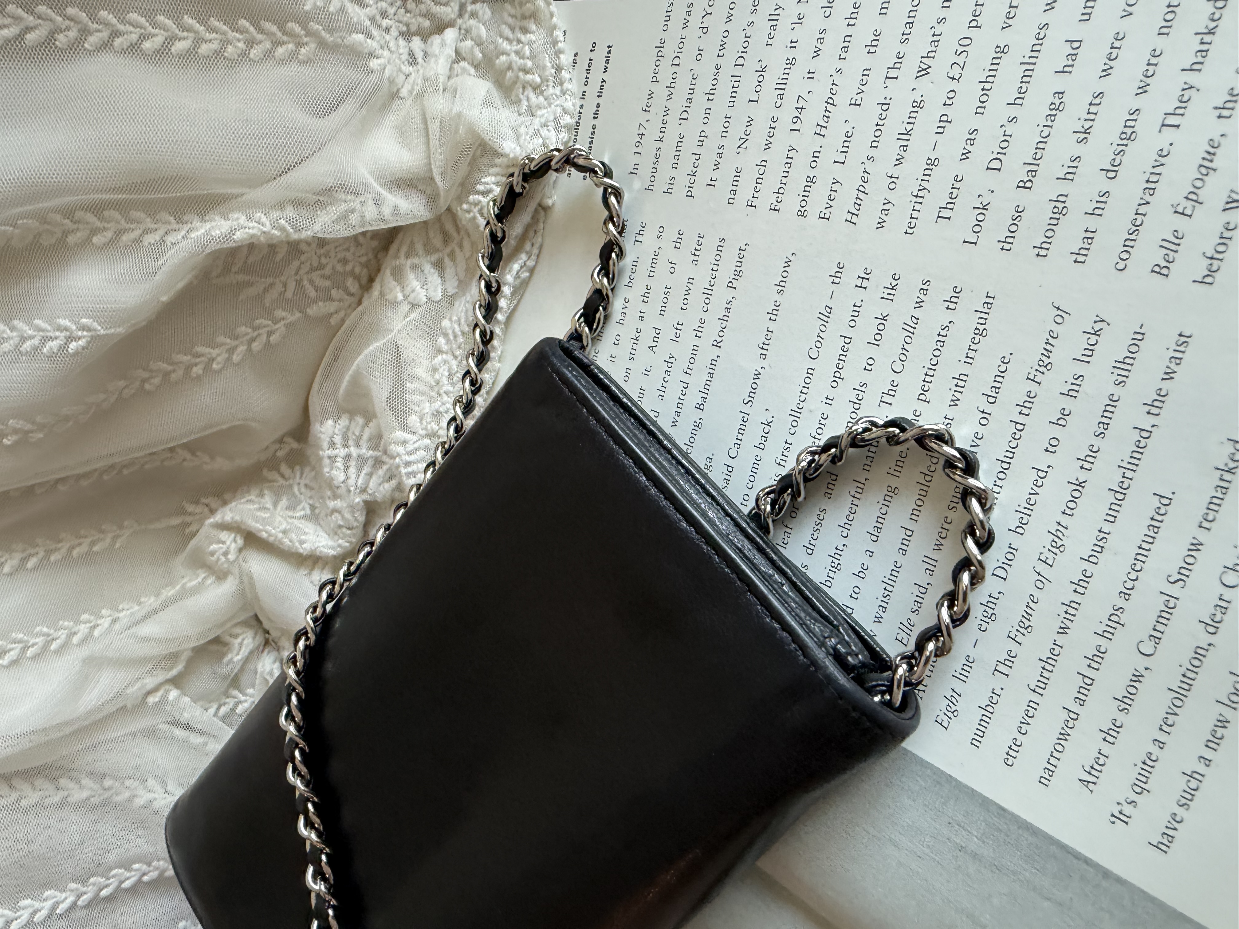 Chanel black leather wallet 