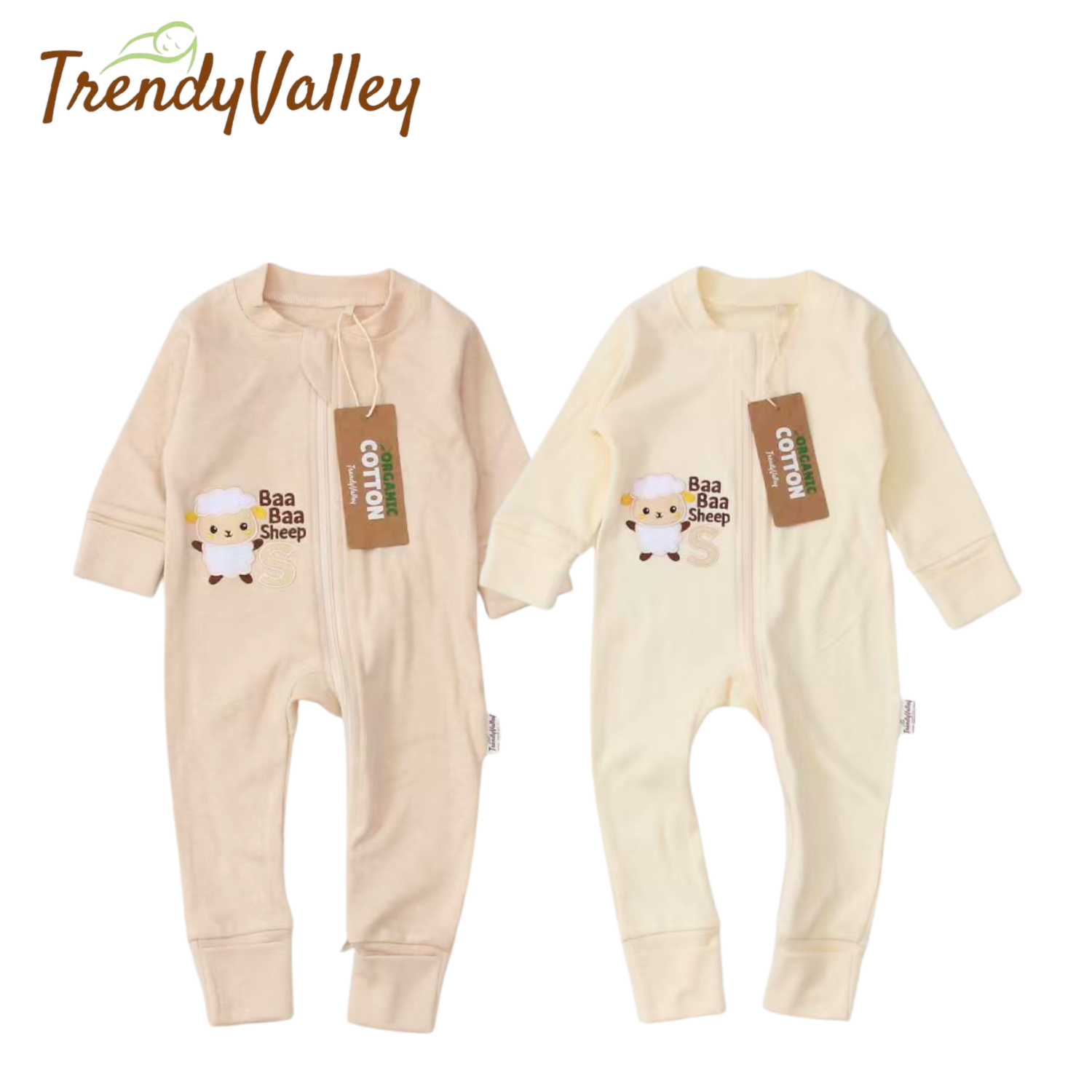Trendyvalley Organic Cotton Sleepwear Baby Romper (Baa Baa Sheep)