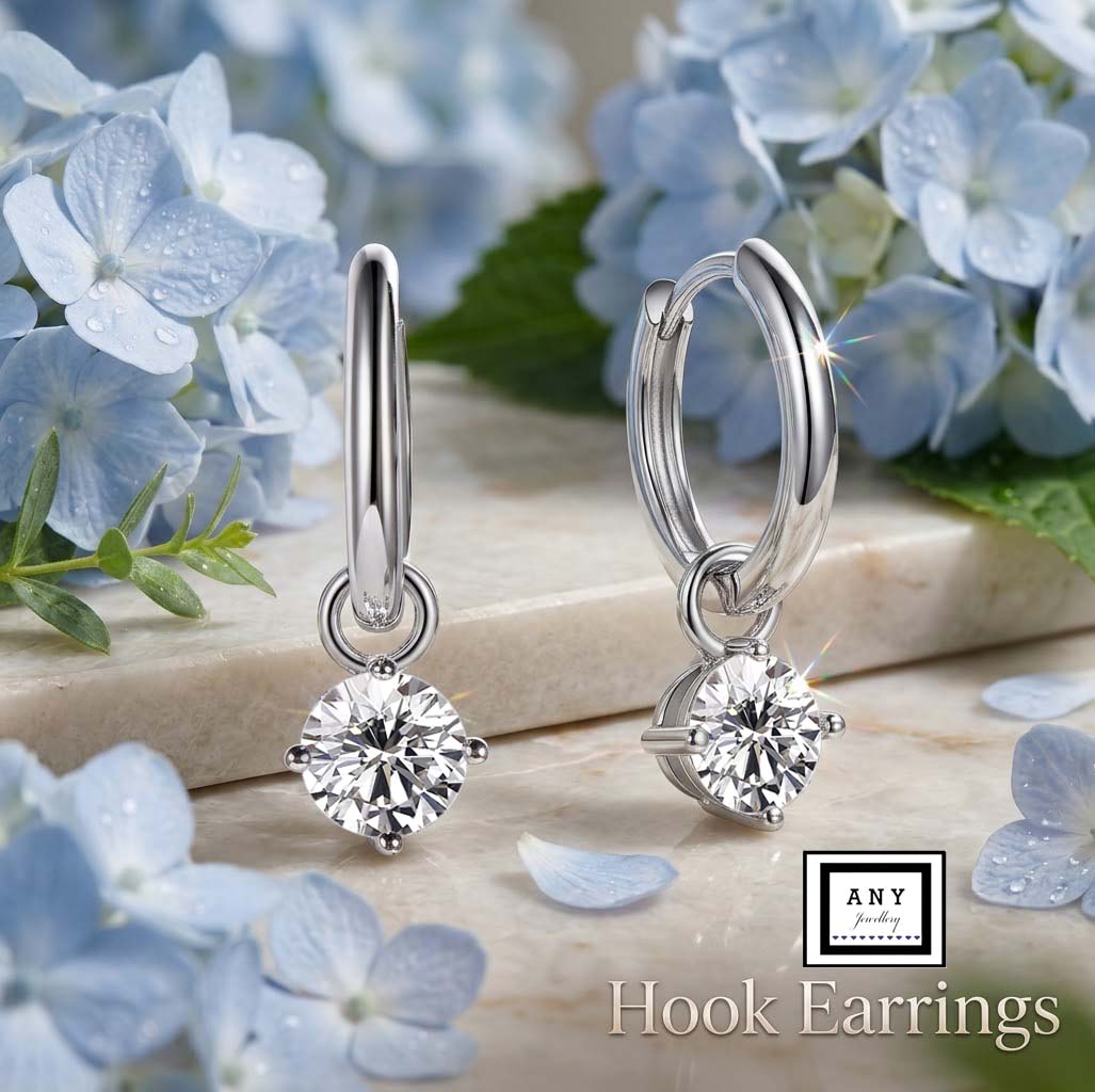 E4131 1 Carat Hook Earrings - 2 Way 莫桑石