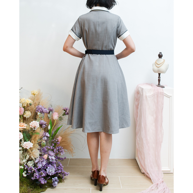 (Last Vest S)1950s Vogue Lady Half Way Button Up Dress -Vest(FM178)