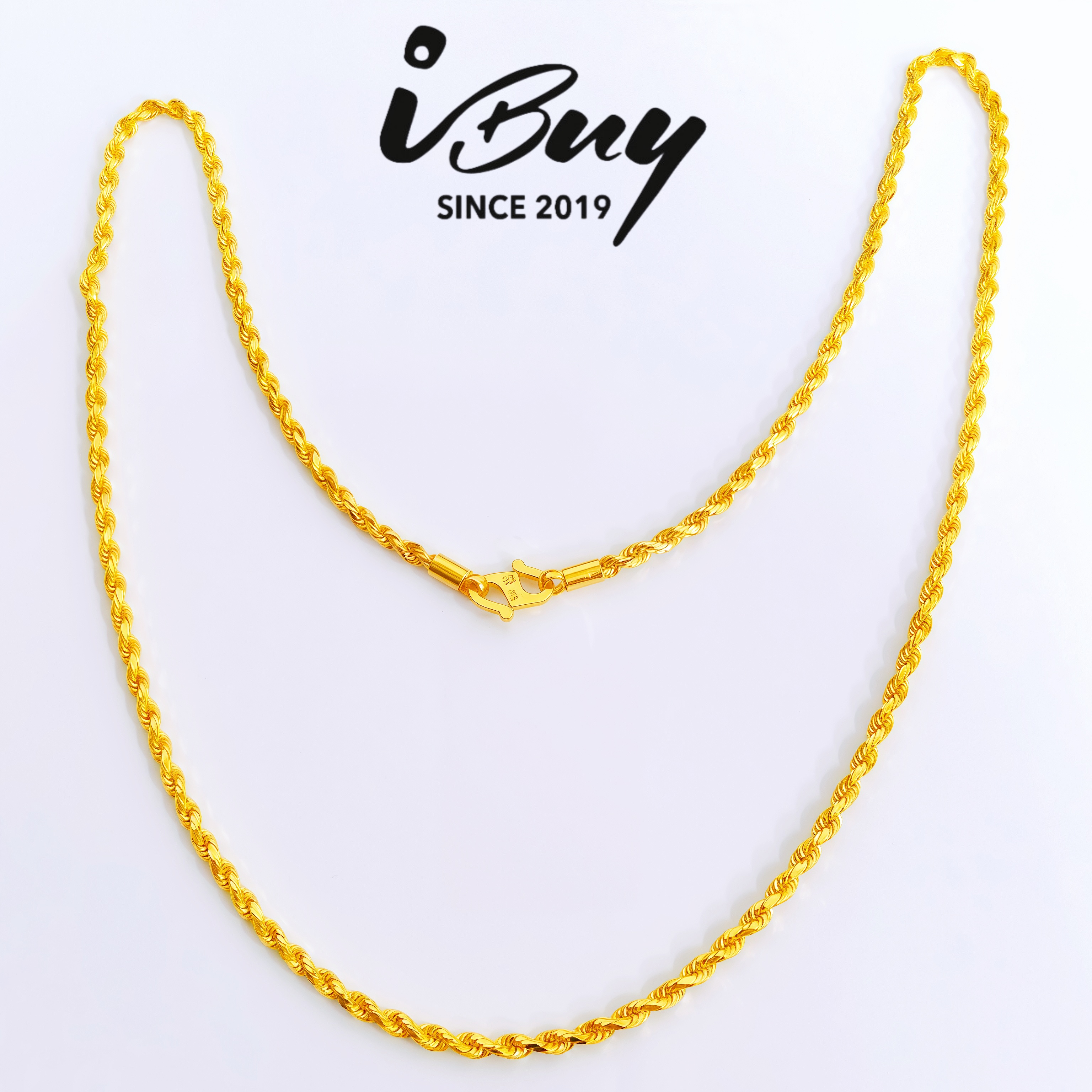 916 GOLD 2.5MM SOLID ROPE NECKLACE 916 金 2.5MM实心麻绳项链