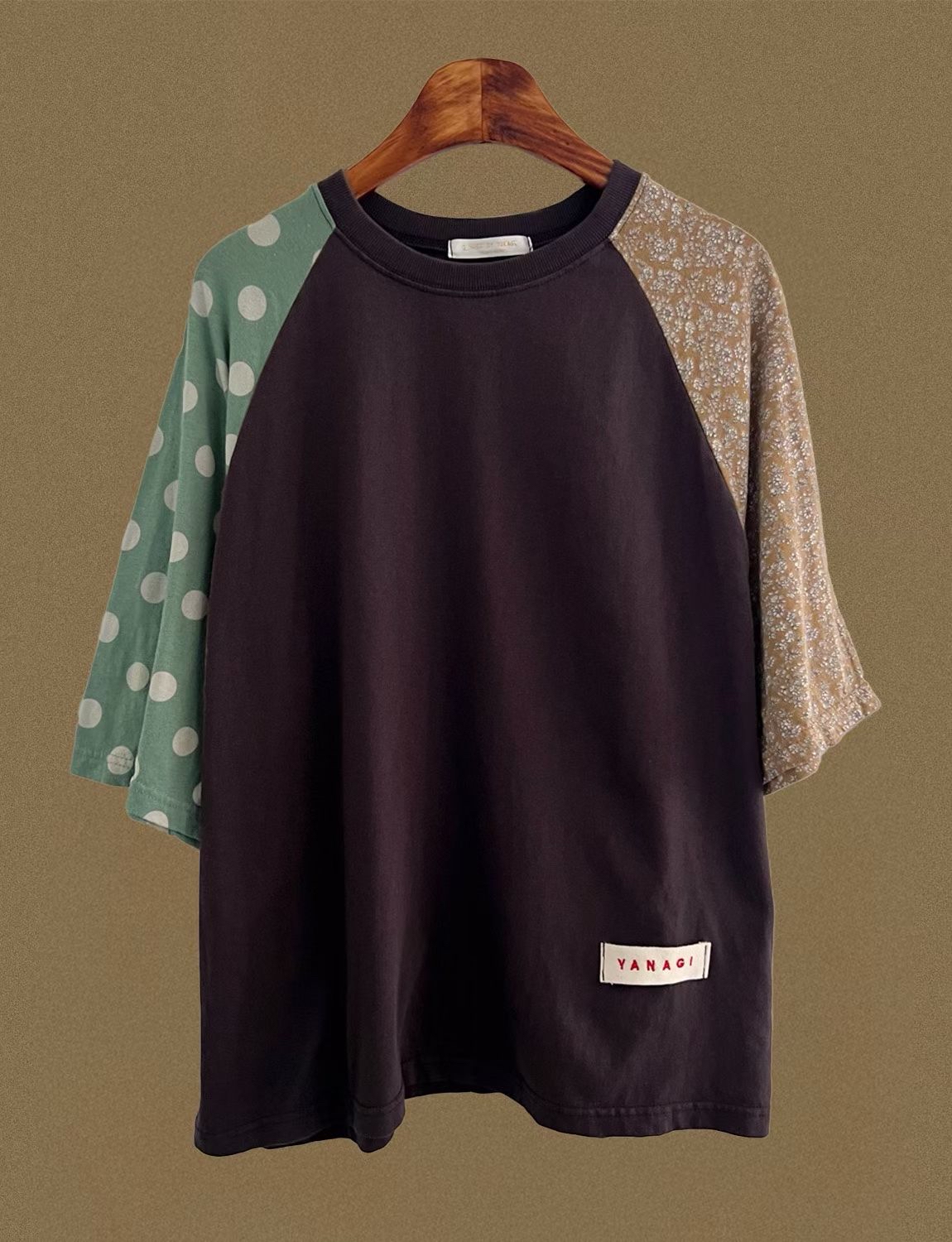 YA OX 併布袖子top