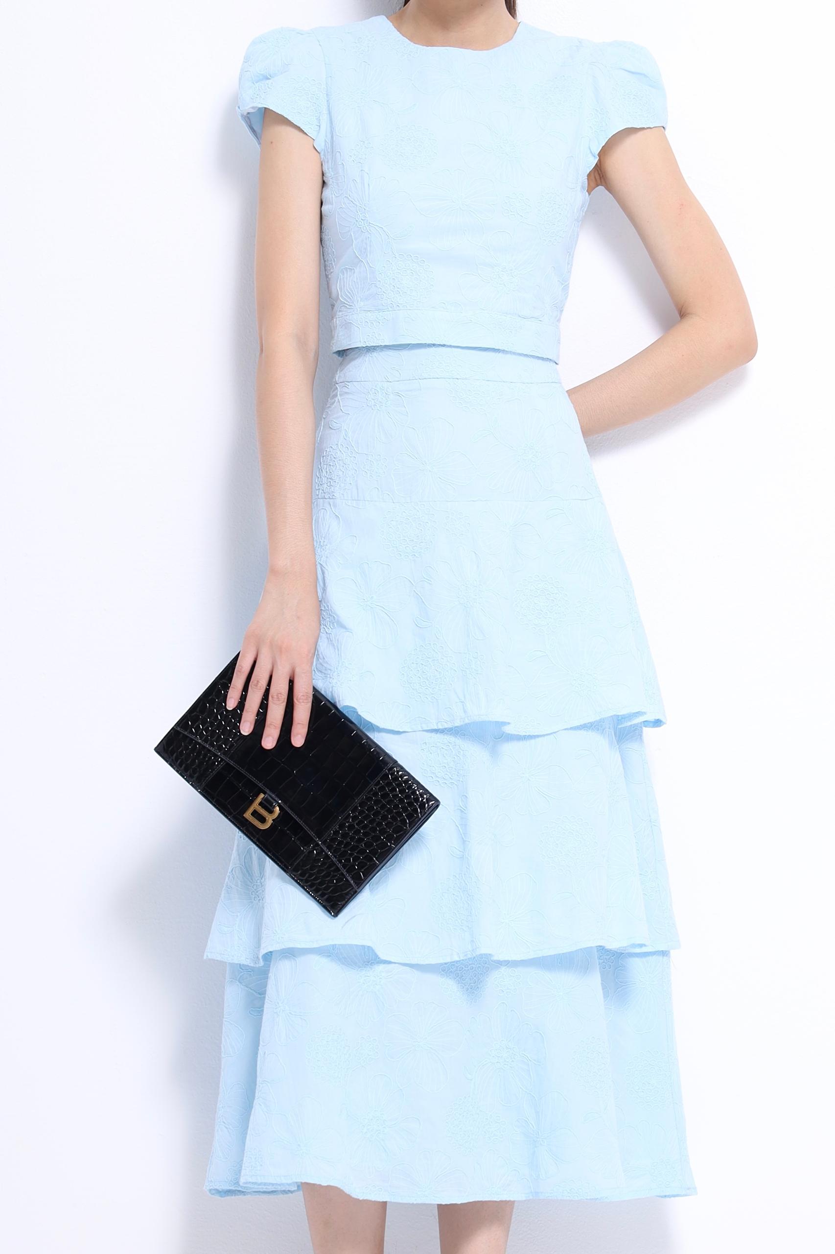 CS1428 Celestine Floral Tiered Midi Skirt