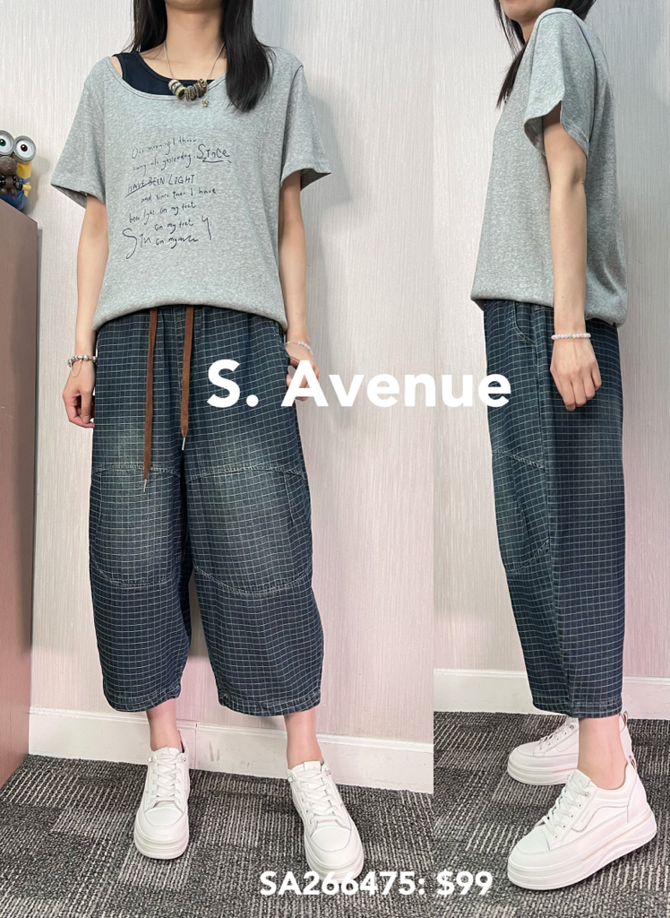 SA266475: 短袖露膊假兩件英文字tee