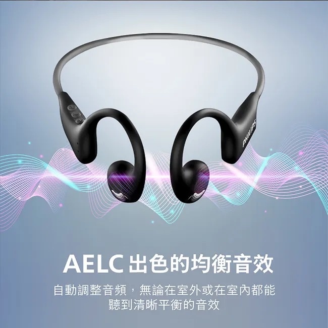 $238件。2件起$228件。Philips TAA1708 氣傳導開放式運動耳掛藍牙耳機黑 /金 /兩色