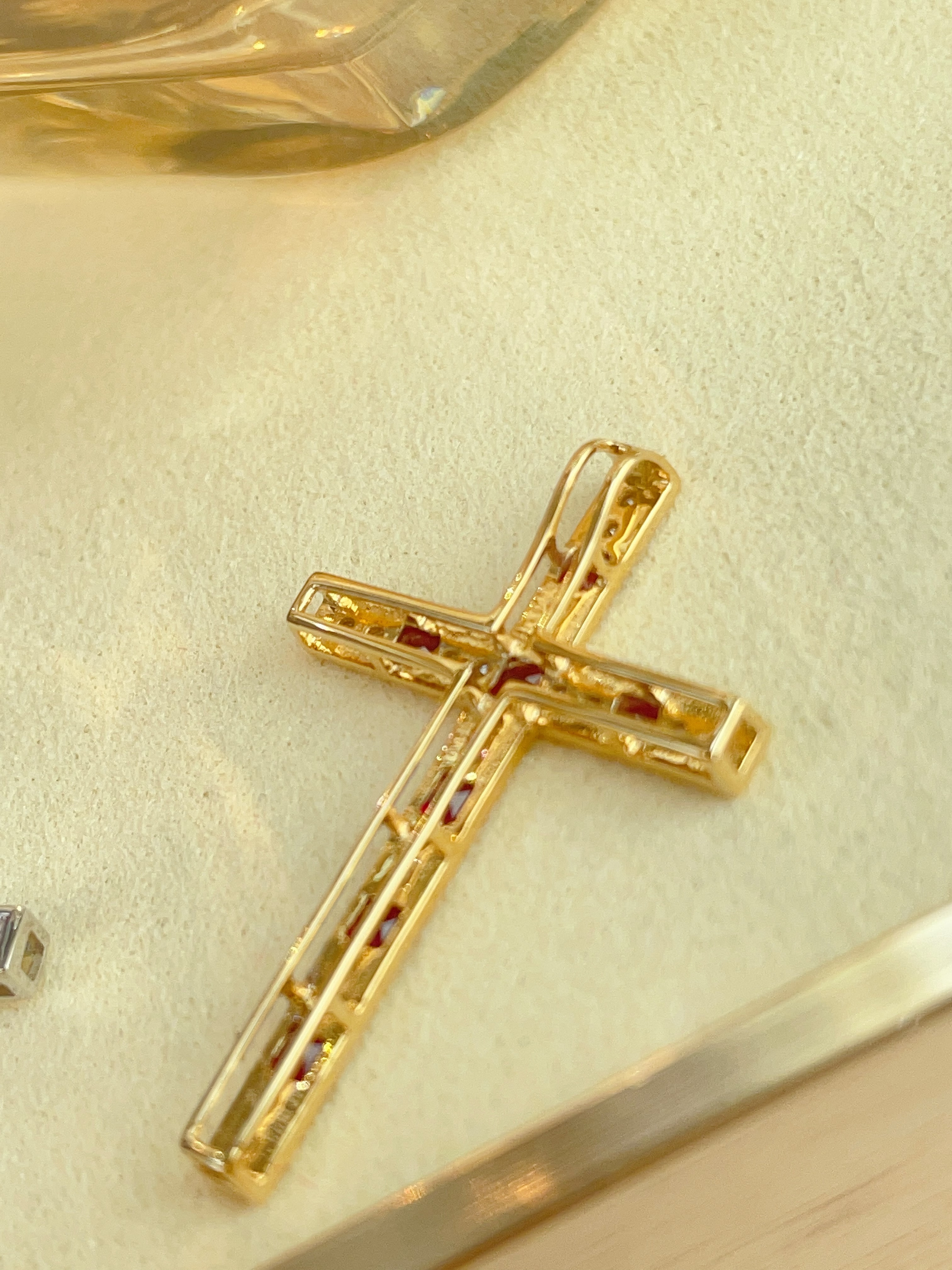 Ruby & Diamond Channel-Set Cross Pendants N031357/031356