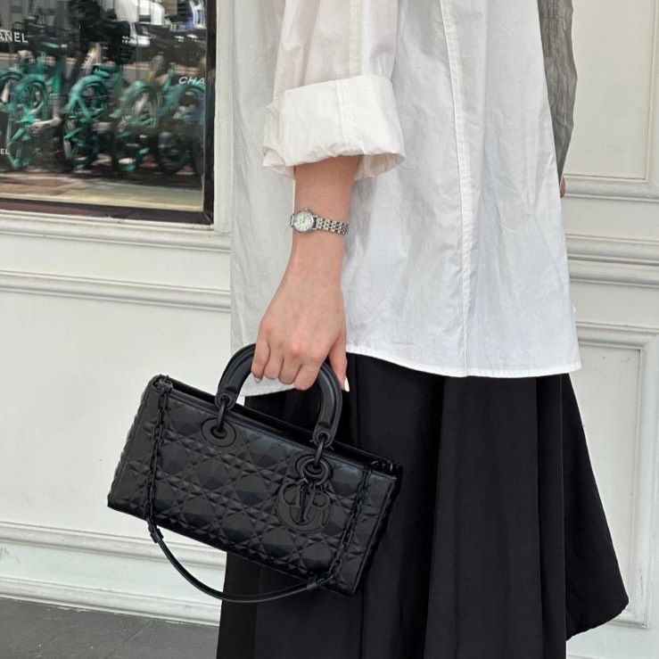 DIOR 🤍PRE OWNED Lady D-Joy So Black鑽石菱格款 全套有盒🖤