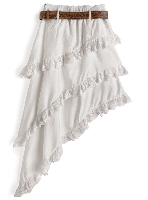 不對稱蕾絲蛋糕半身裙 [ru1515]