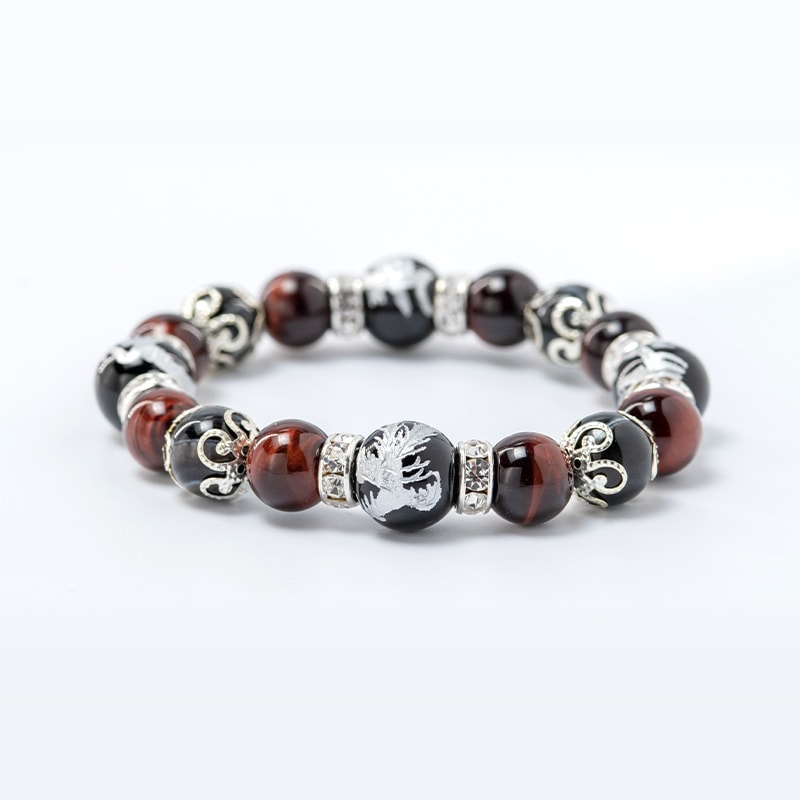 【日本白崎八幡宮】【四神獸銀紅虎眼石蛋龍力石手鍊】 