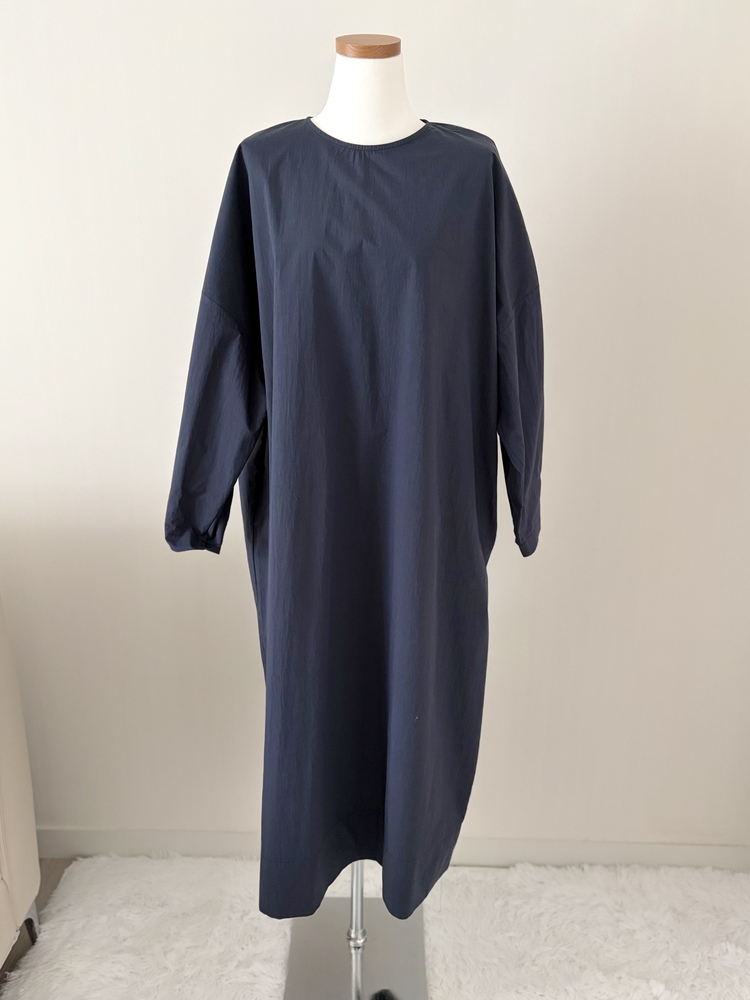 Wrap-Accent Dress (Navy)