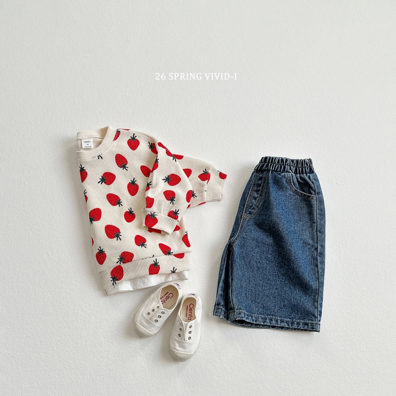 🌸預訂 韓國直送🌸🇰🇷VIVIDI兩色草莓碎花滿印長袖華夫格上下套裝