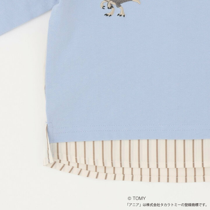 🇯🇵預訂 日本直送🇯🇵Petit Main x Tomica系列兩色恐龍車車印花拼布假兩件長袖T恤