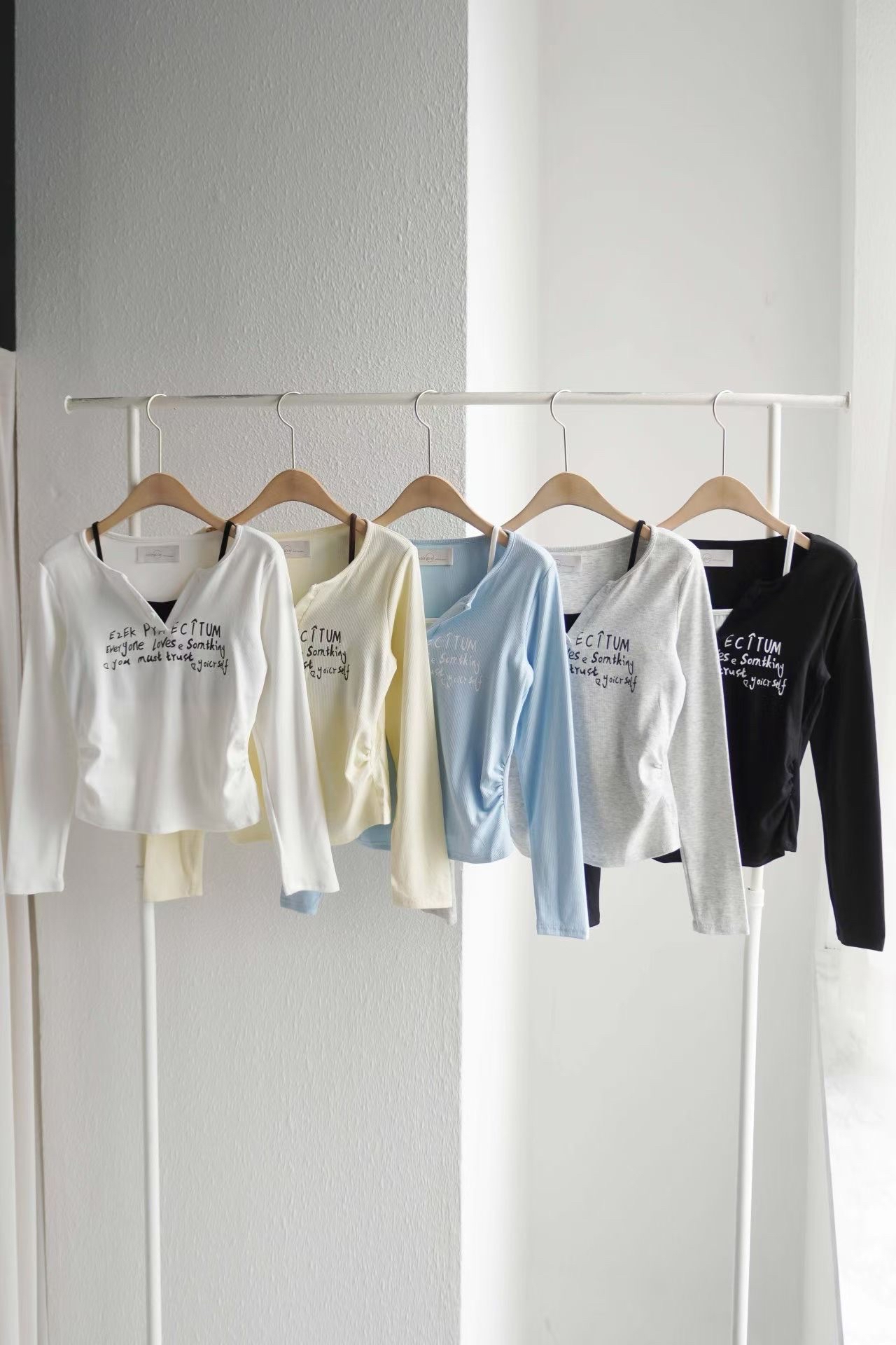 韓國字句假兩件v領Top