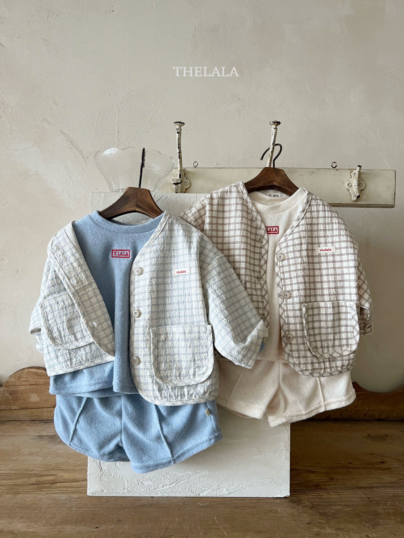 🌸預訂 韓國直送🌸🇰🇷THELALA兩色標籤格紋口袋開襟外套